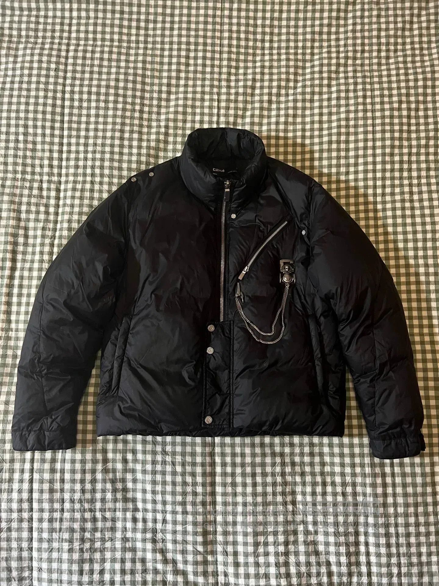C2H4 oversized black metallic skeleton puffer jacket. Size US S / EU 44-46 / 1 - 1 Thumbnail