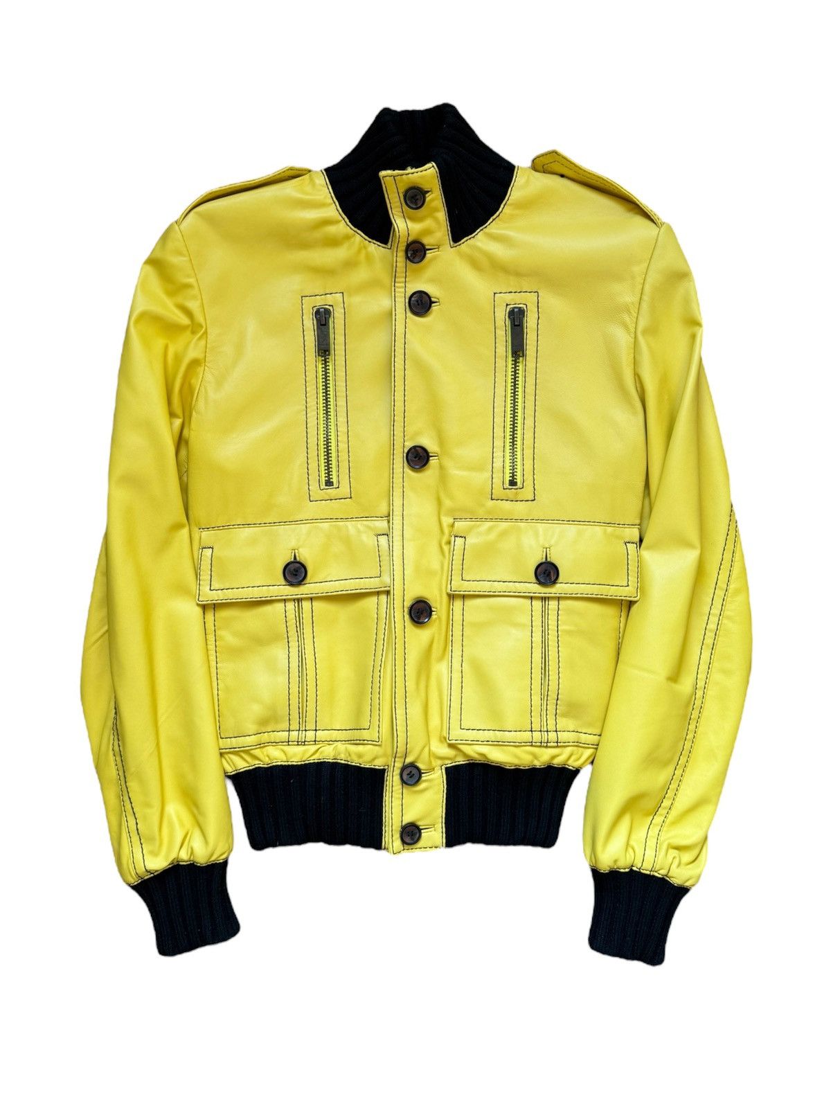 Gucci F/W08 Yellow Madonna Reversed Stitched Leather Jacket Size US M / EU 48-50 / 2 - 1 Thumbnail