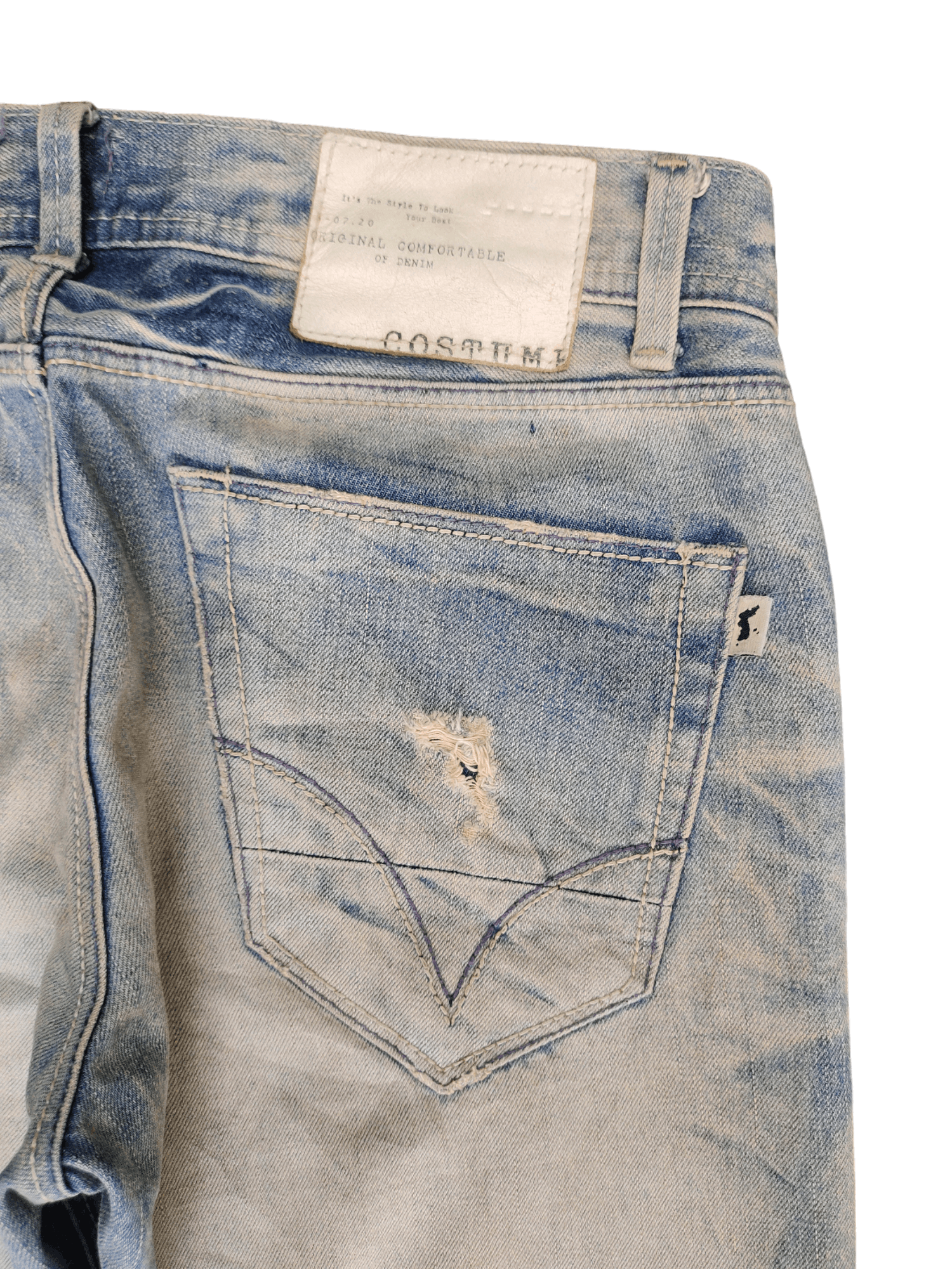 GOSTAR DE FUGA Japanese Brand A.V.H Custome Clawmark Distress Faded Jeans Size US 32 / EU 48 - 12 Thumbnail