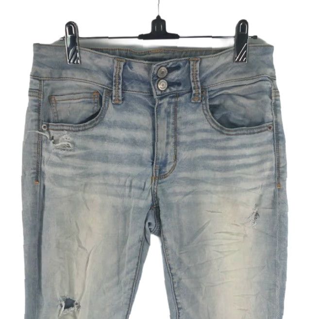 American Eagle Outfitters American Eagle Outfitters Womens Distressed Blue Jeans Cropped 6 90s Uper Stretch Casual 5-Pocket Design Regular Jeans Womens Size 28" / US 6 / IT 42 - 3 Thumbnail