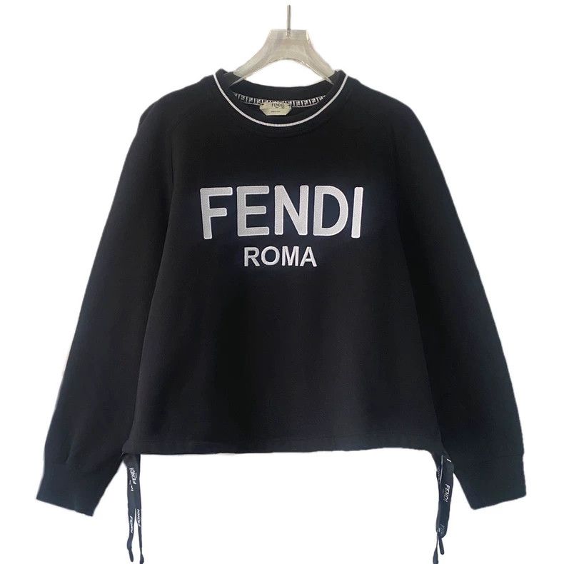 Fendi FENDI Black Embroidered Logo Sweatshirt Size US M / EU 48-50 / 2 - 1 Thumbnail