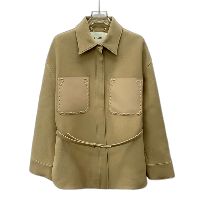 Fendi Fendi Brown Logo Waist Belted Jacket Size S / US 4 / IT 40 - 1 Thumbnail