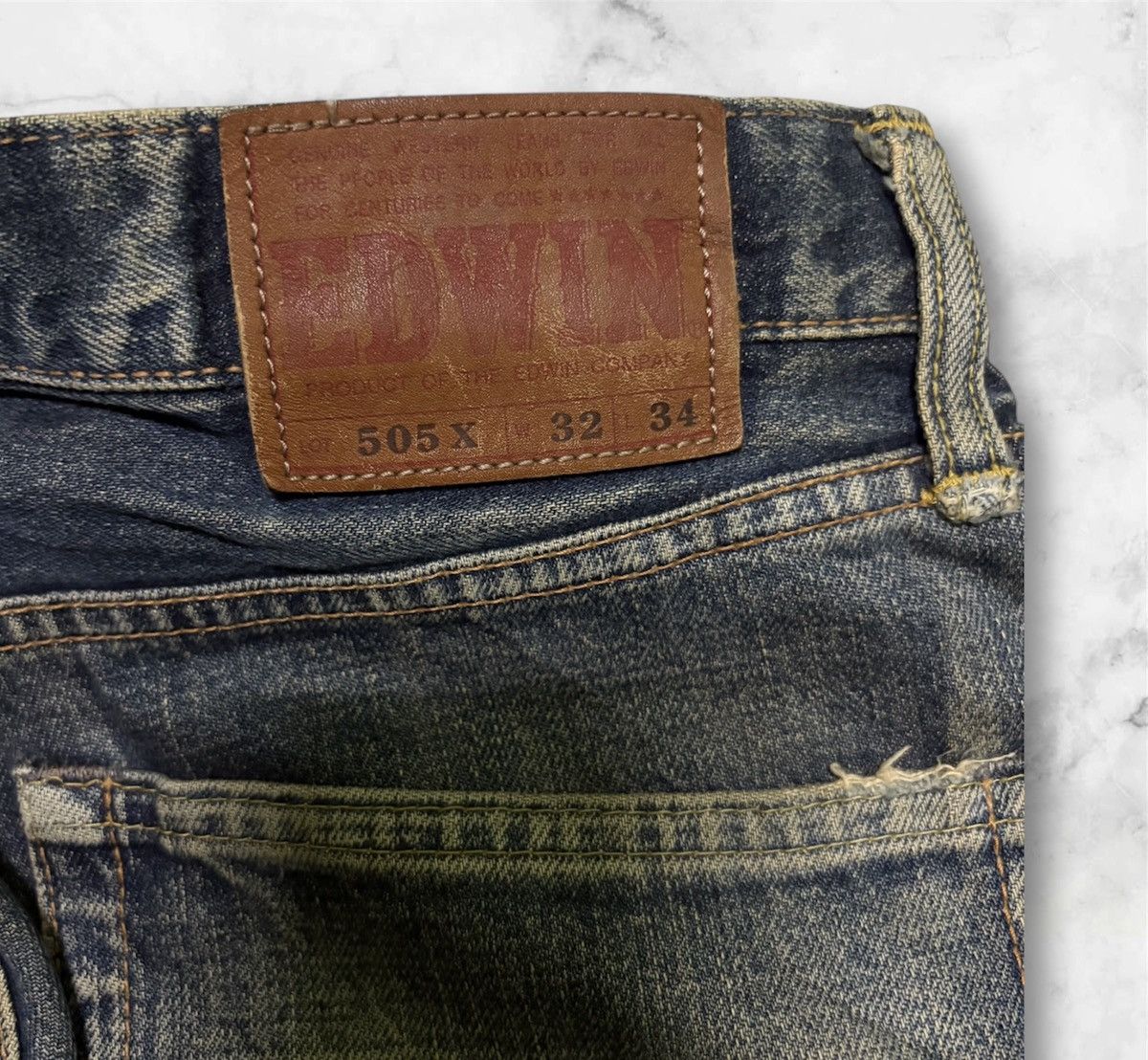 Edwin × Vintage Japanese Edwin Streetwear Jeans Distressed Denim Size US 32 / EU 48 - 12 Thumbnail