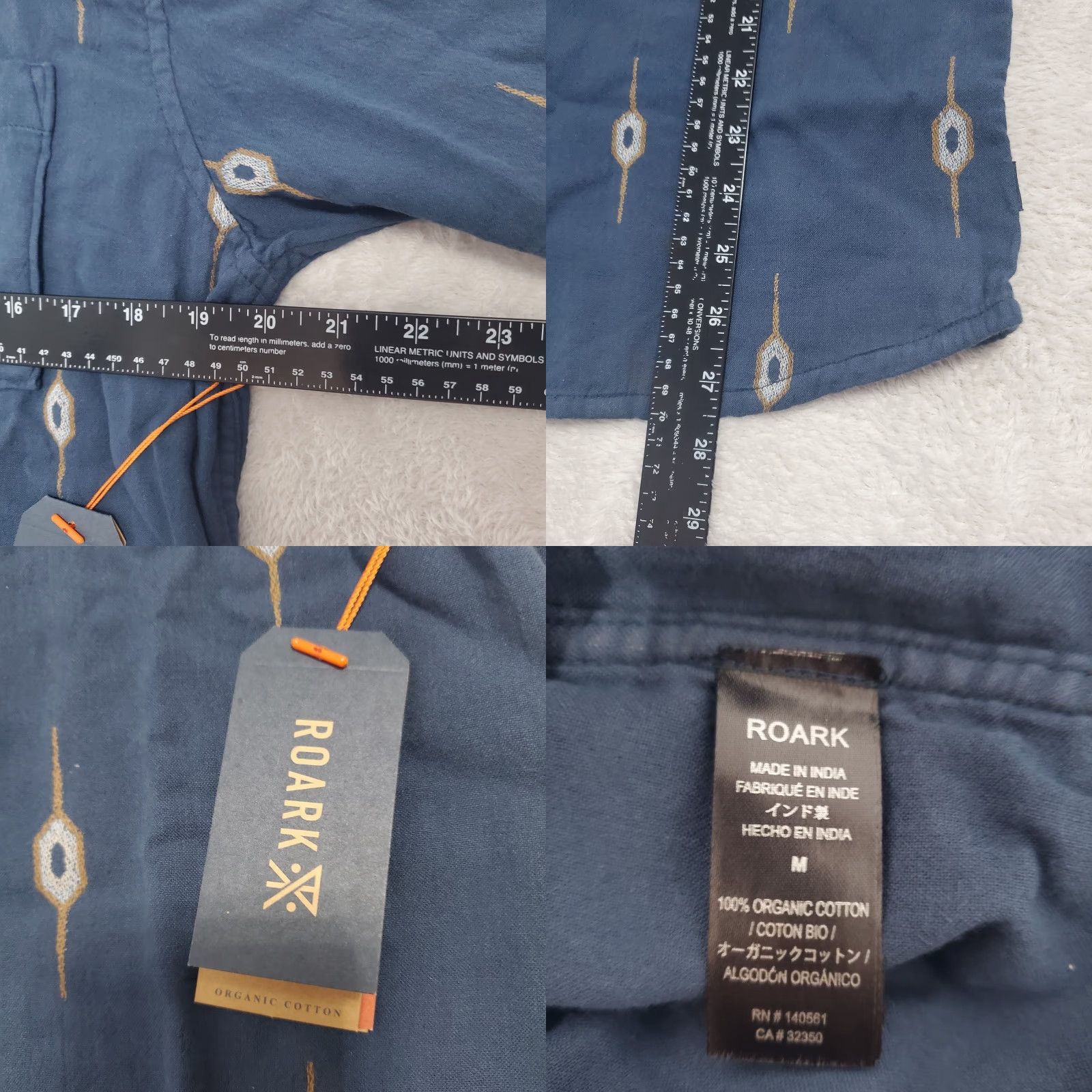 Roark Roark Journey SS Woven Shirt Men M Castagno Nannai Blue Organic Cotton Outdoors Size US M / EU 48-50 / 2 - 8 Thumbnail