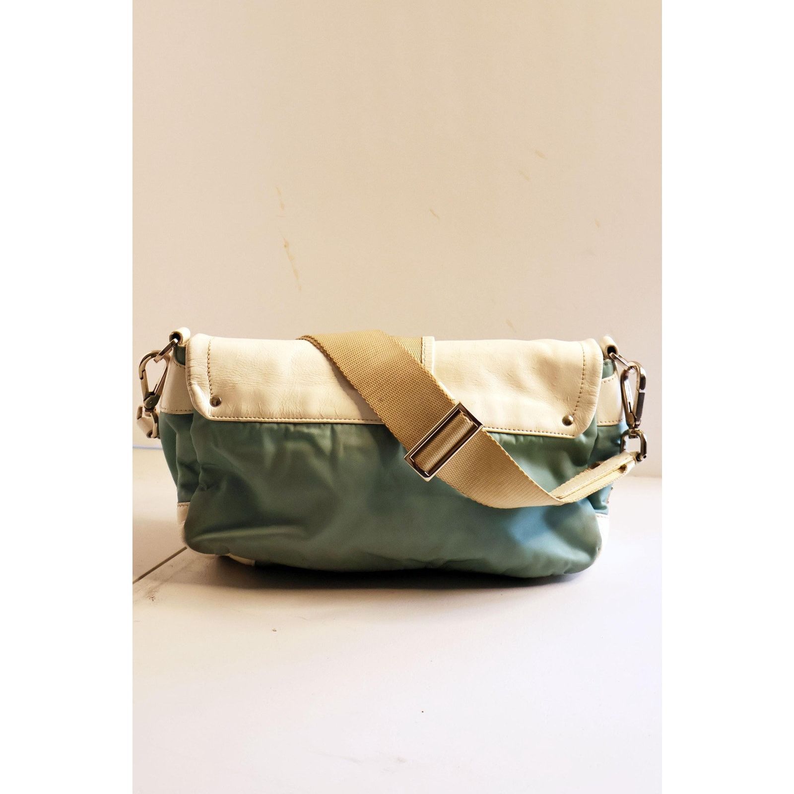 Prada Vintage PRADA White Leather + Baby Blue Nylon Bag Size ONE SIZE - 8 Thumbnail