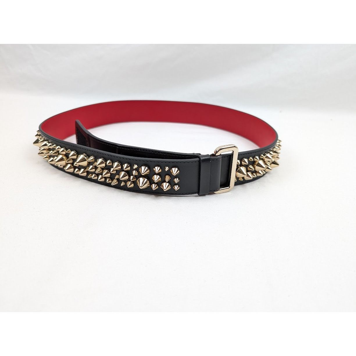 Christian Louboutin o1rshd1 Size: 100 / Calf Spikes Loubi Belt Black/Loubi/Gold Size 38 - 17 Thumbnail