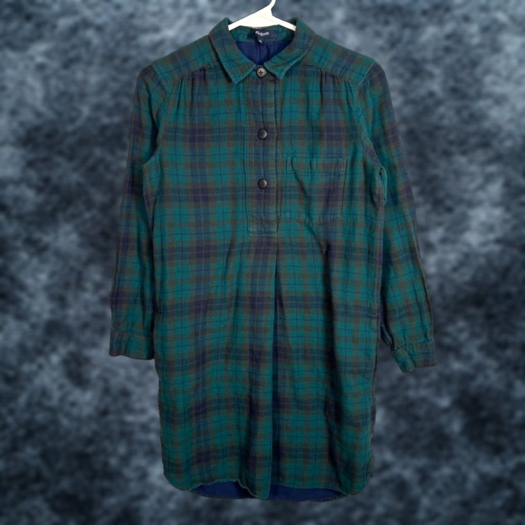 Madewell VINTAGE Madewell 1937 Green Plaid Button-Down Shirt Dress Womens XS Cotton Shirt Womens XS Green Plaid Button-Down Dress Size XS / US 0-2 / IT 36-38 - 1 Thumbnail