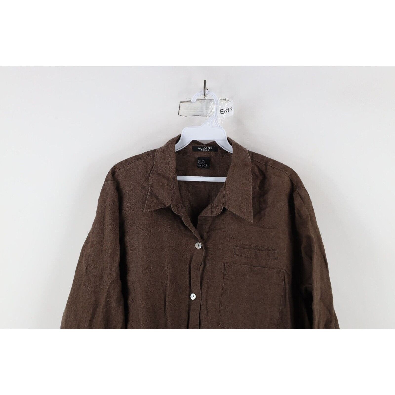Vintage Vintage 90s Lagenlook Linen Oversized Collared Button Shirt Size XXL / US 16-18 / IT 52-54 - 2 Thumbnail
