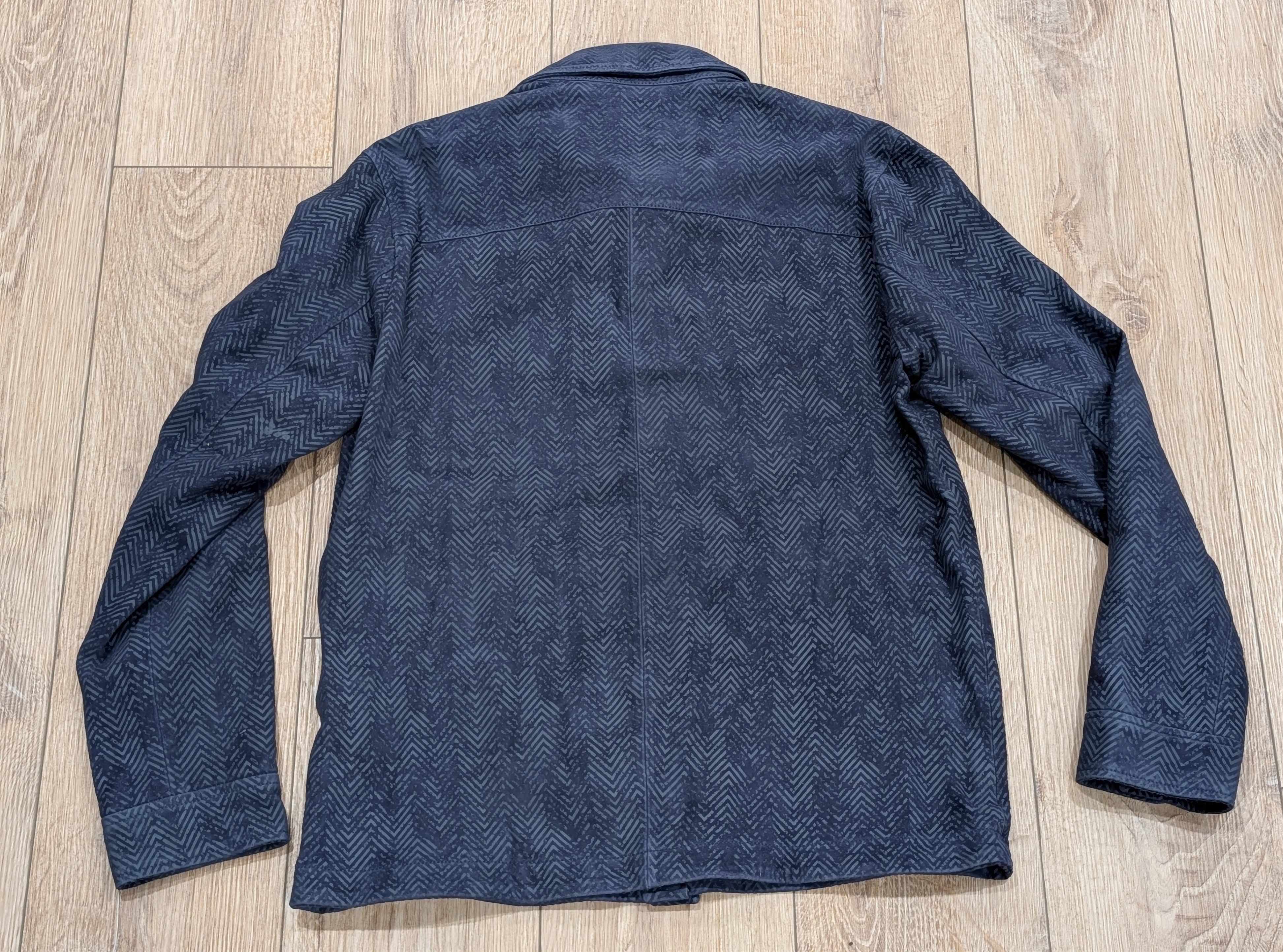 John Varvatos John Varvatos Herringbone Suede Shirt Jacket Navy 52 Size US L / EU 52-54 / 3 - 3 Thumbnail