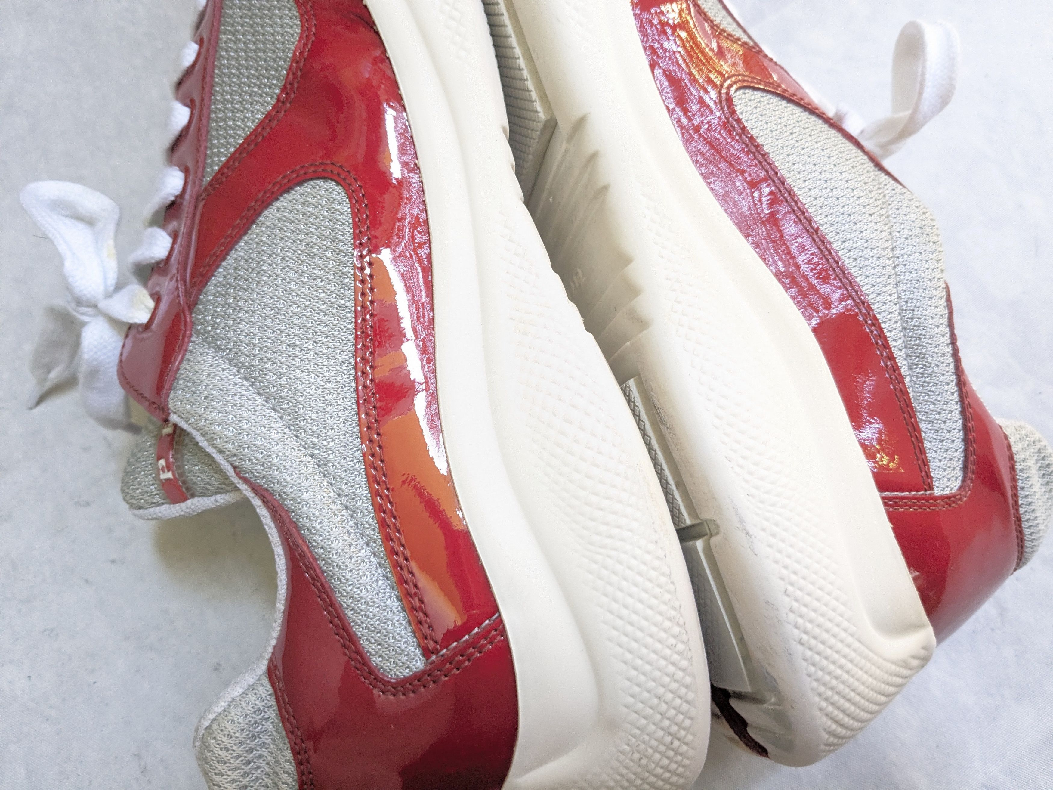 Prada Prada America's Cup Sneakers Red Patent Leather 11.5 White Size US 11.5 / EU 44-45 - 10 Thumbnail