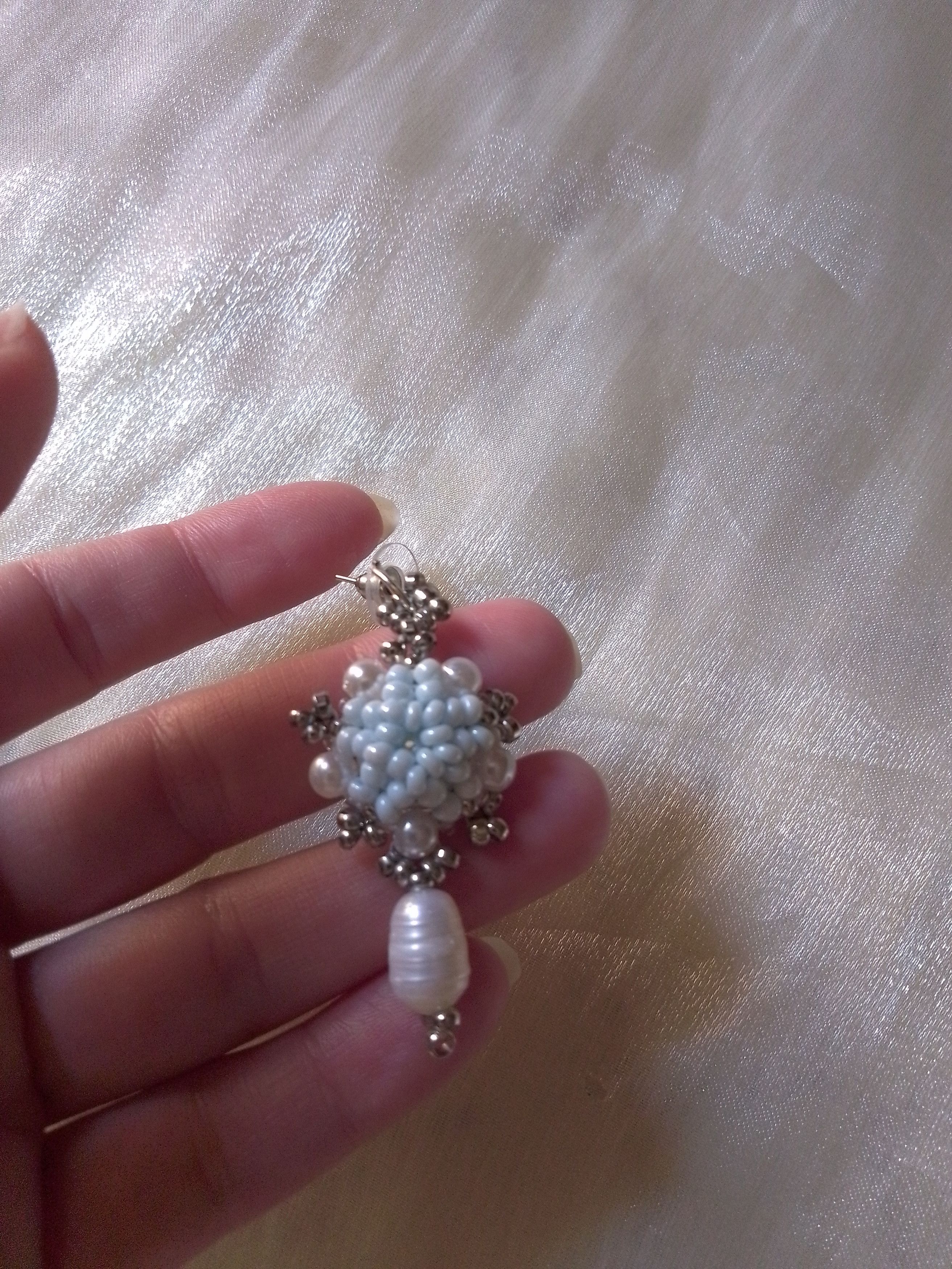 Handmade Earrings vintage style freshwater pearls blue zirconia Size ONE SIZE - 4 Thumbnail