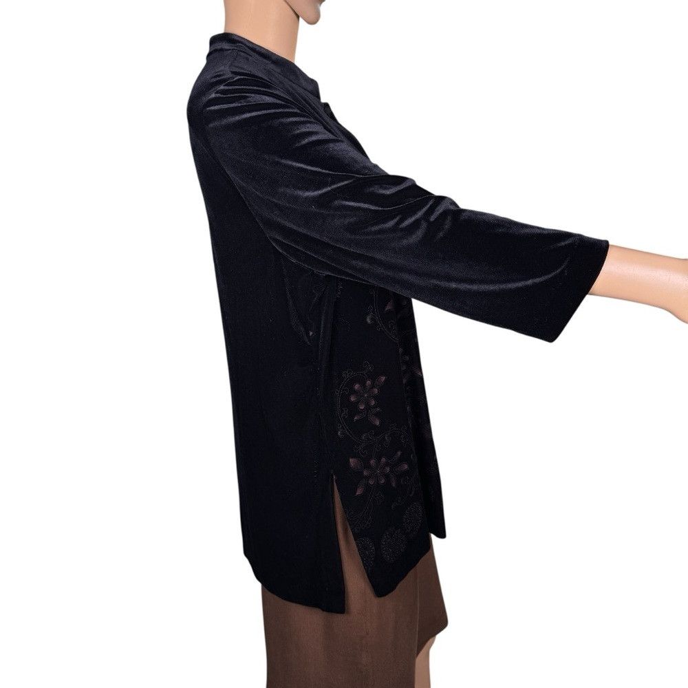 Other Vintage Studio Ease Velvet Long Sleeve Floral Print Black S Size XL / US 12-14 / IT 48-50 - 4 Thumbnail