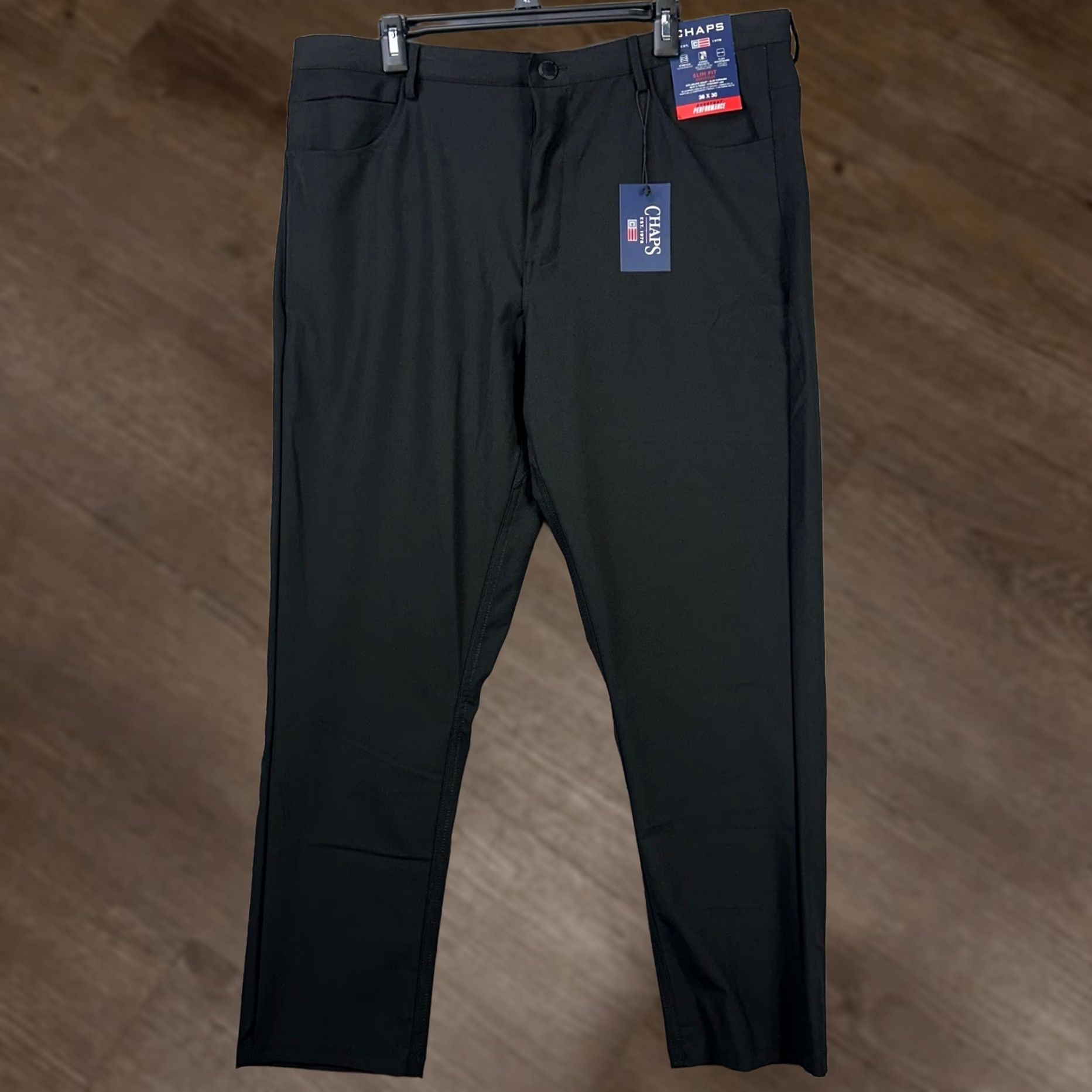 Chaps Chaps Mens Everyday Performance Chino Pants Slim Straight Leg 38X30 Black Pants Mens Slim Straight Leg Chinos Casual Gift Size US 38 / EU 54 - 1 Thumbnail