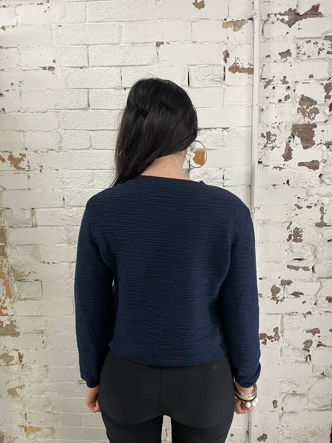 Emporio Armani 2000s Emporio Armani Pleats Navy Sweater Size XS / US 0-2 / IT 36-38 - 4 Thumbnail