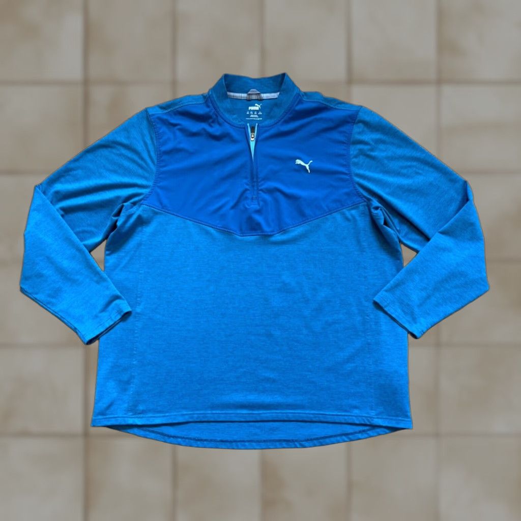 Puma PUMA Mens Jacket 1/4 Zip Pullover Golf Athletic Blue XXL Sports Weathered? Size US XXL / EU 58 / 5 - 1 Thumbnail