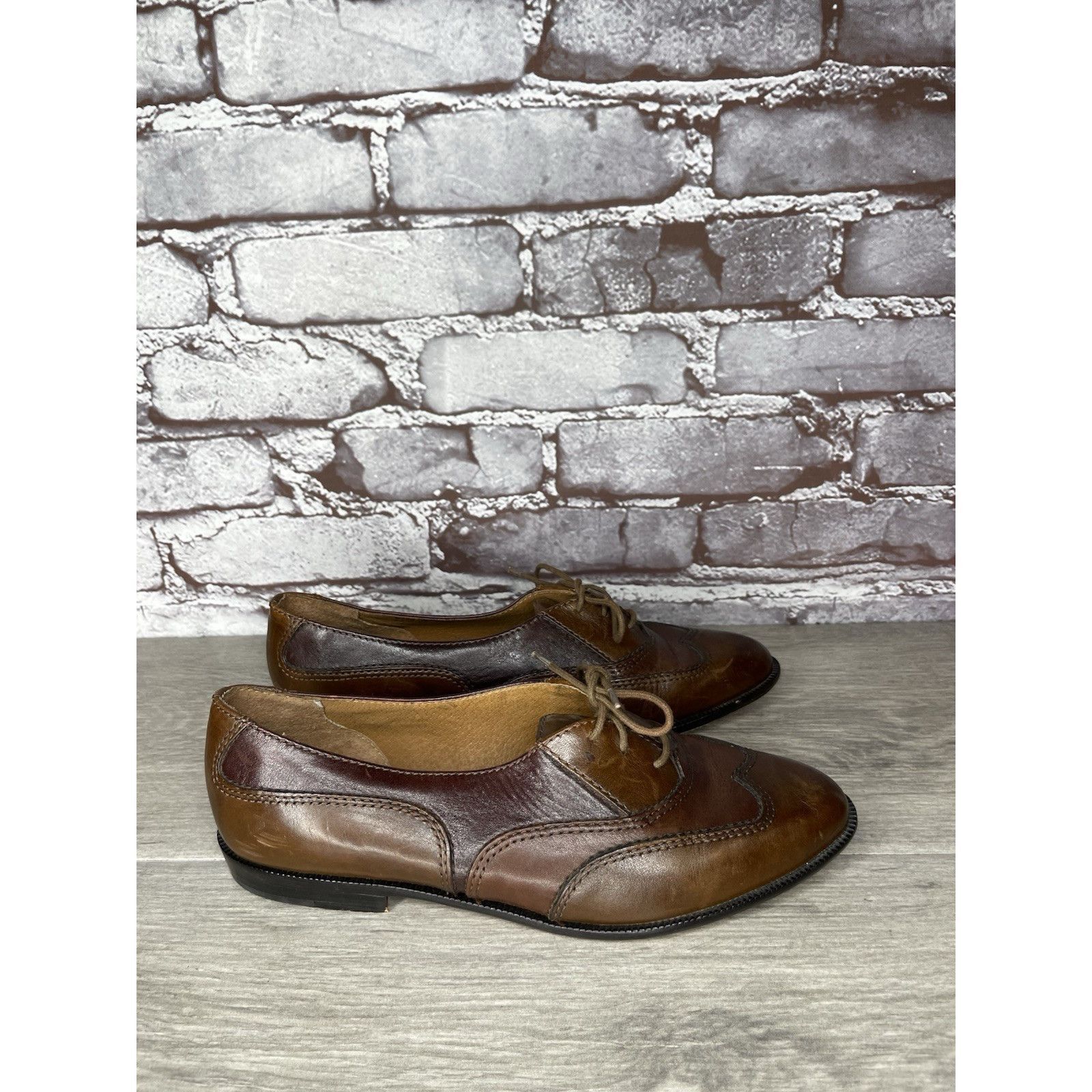 Bass G.H. Bass Tailored Brown Leather Wingtip Lace Oxfords Shoes Size US 7.5 / IT 37.5 - 14 Thumbnail