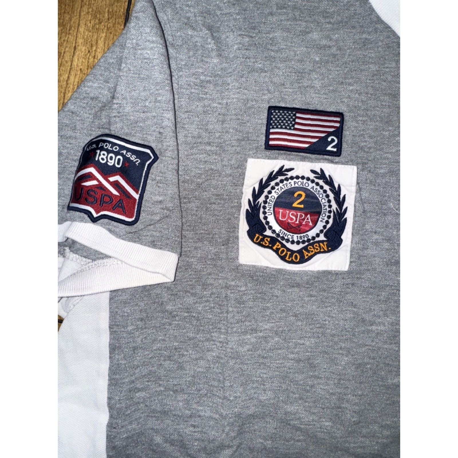 Vintage USPA Polo Assn Polo Shirt Men’s Large L Gray Embroidered Patch Preppy Casual Sportswear Size US L / EU 52-54 / 3 - 3 Thumbnail