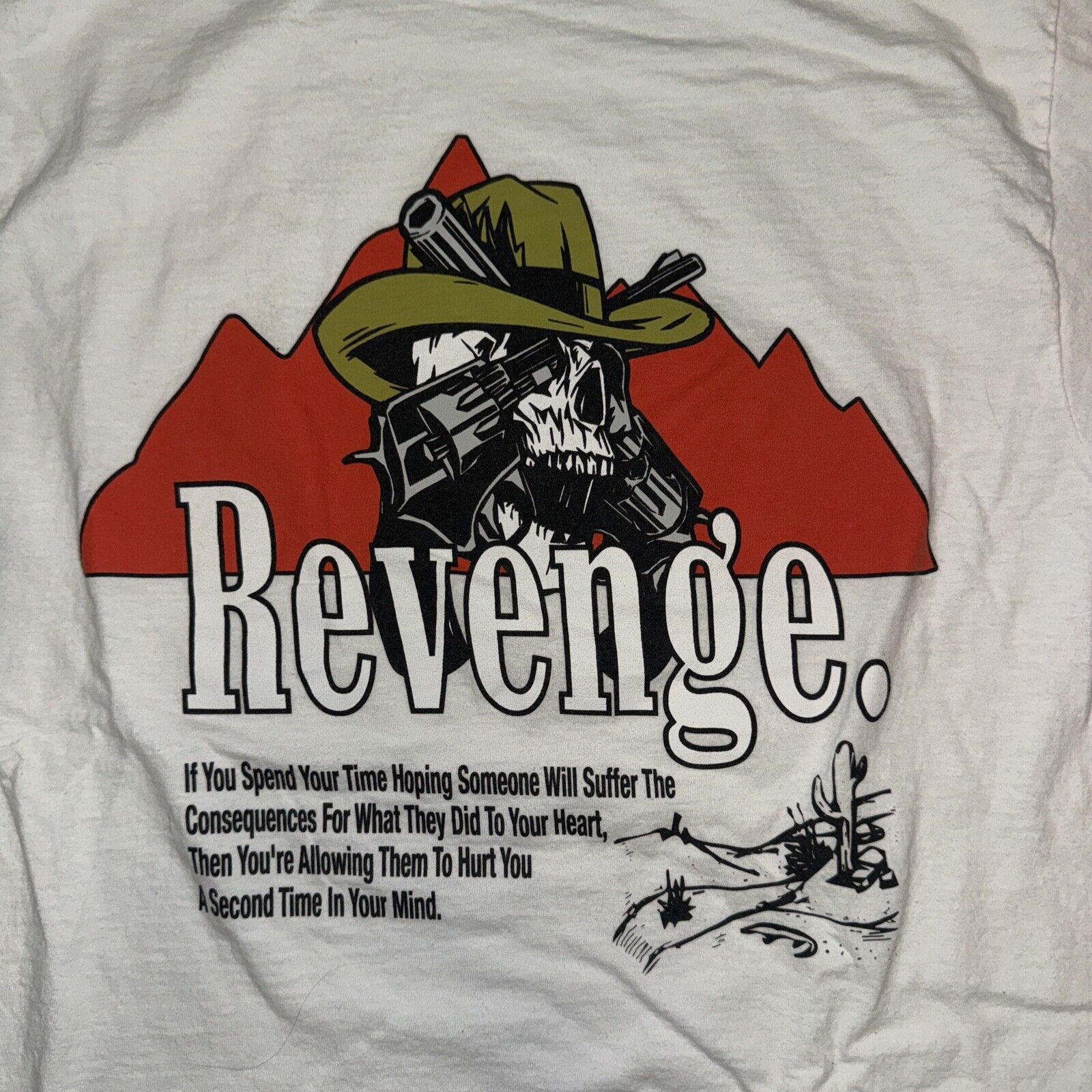 Pacsun × Vintage Pacsun Revenge T-Shirt S Cowboy Skull And Guns White 16.5x26 Size US S / EU 44-46 / 1 - 2 Thumbnail