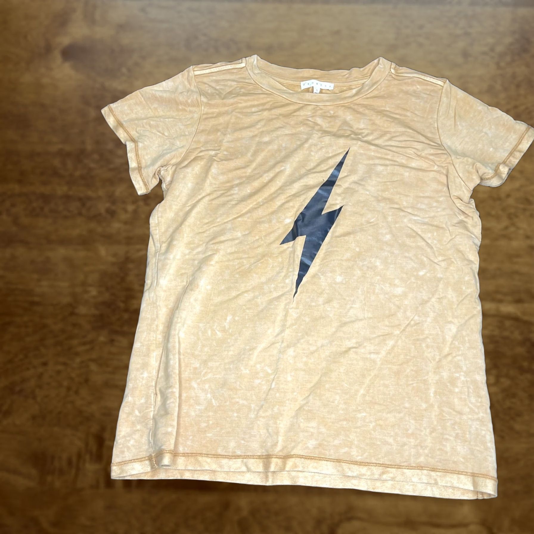 Vintage Promesa Shirt Womens Small Tan Lightning Bolt Graphic Distressed Soft Tee Size S / US 4 / IT 40 - 1 Thumbnail