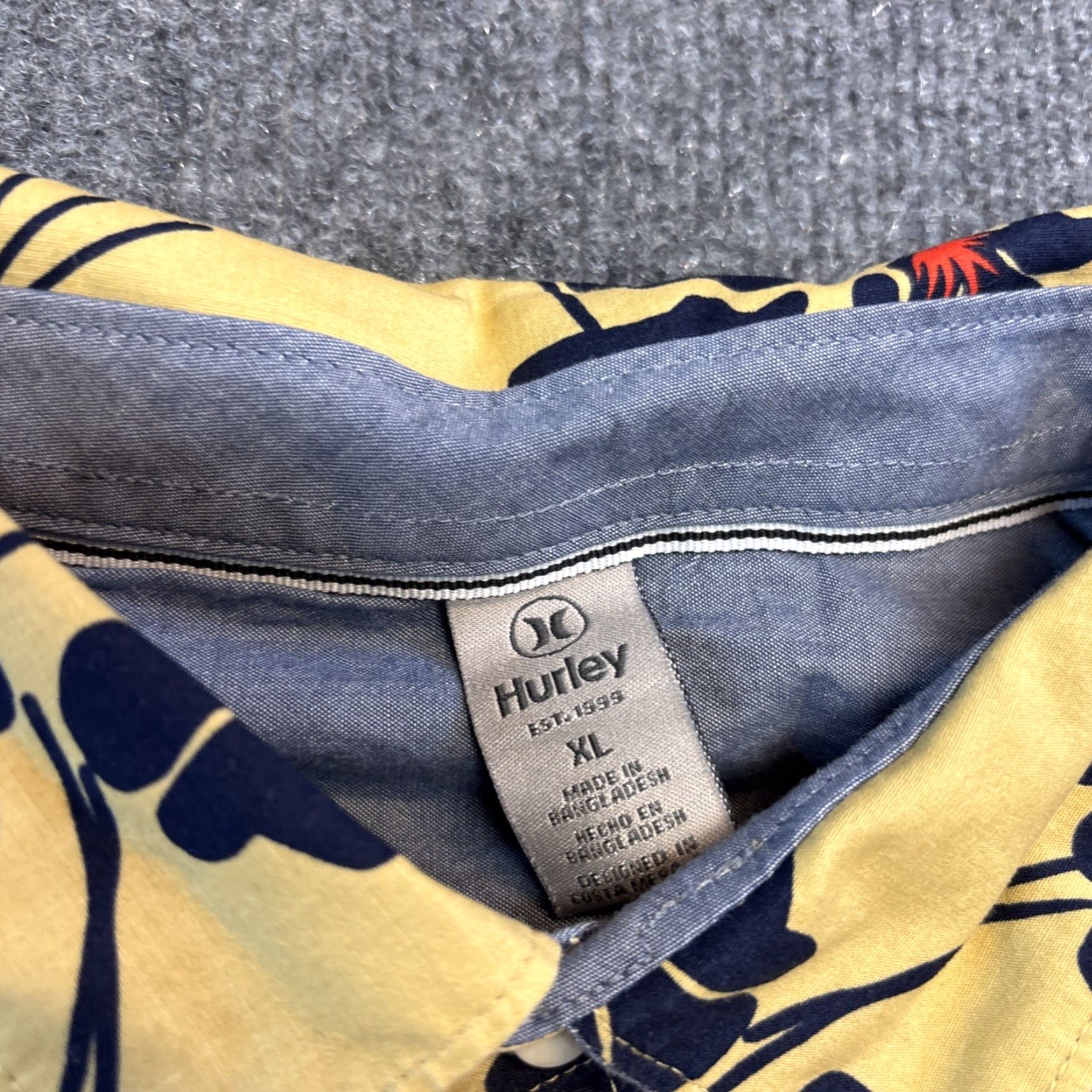 Hurley Hurley Button-Down Shirt Hawaiian Cotton Spandex Yellow Men XL Short Sleeve Shirt Size US XL / EU 56 / 4 - 2 Thumbnail