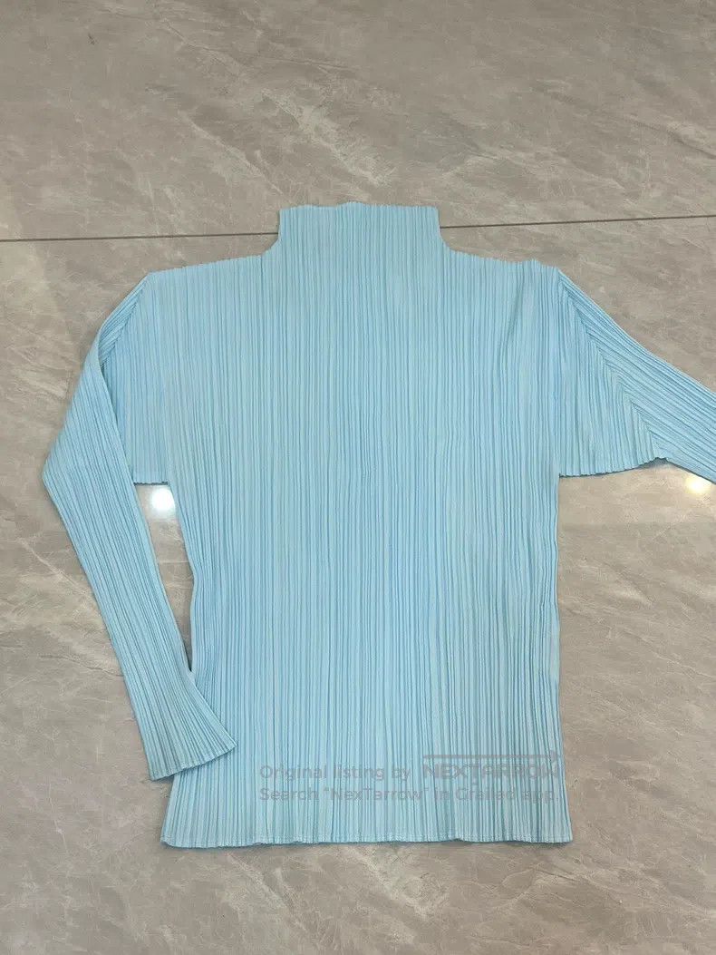 Issey Miyake Issey Miyake Blue Long Sleeve Top Size L / US 10 / IT 46 - 2 Thumbnail