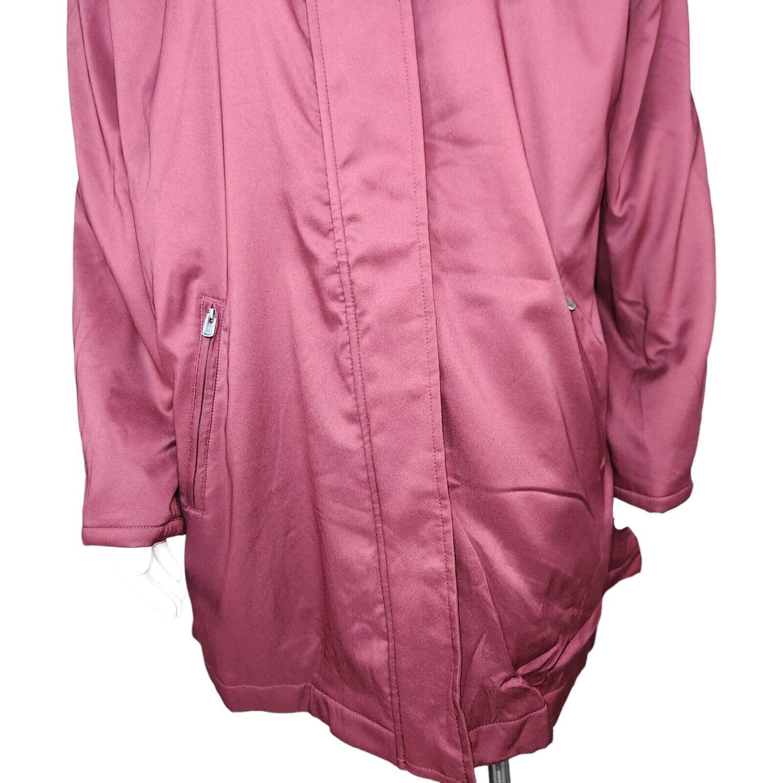 Denim & Co. Denim & Co Zip Front Twill Jacket Faux Fur Hood Wine Medium Size M / US 6-8 / IT 42-44 - 3 Thumbnail