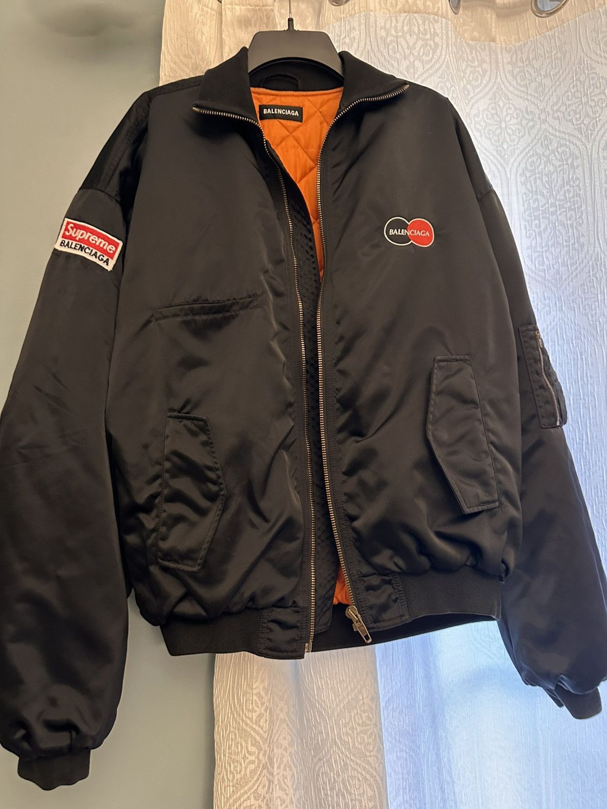 Balenciaga Balenciaga Mens Bomber Jacket with Orange Lining Size US S / EU 44-46 / 1 - 14 Thumbnail
