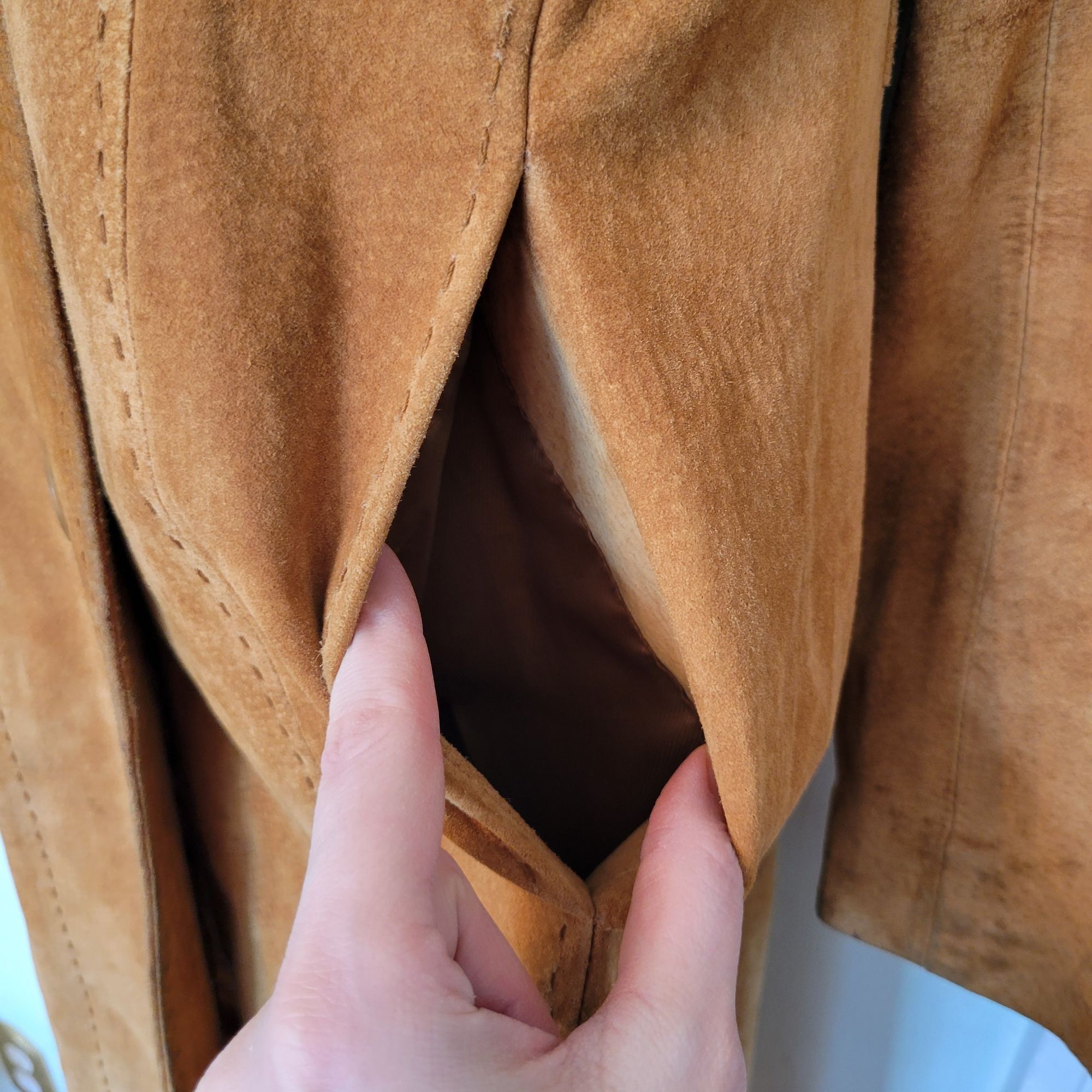 Express Express 11 12 Camel Tan Brown Leather Suede Button Up Trench Size M / US 6-8 / IT 42-44 - 9 Thumbnail