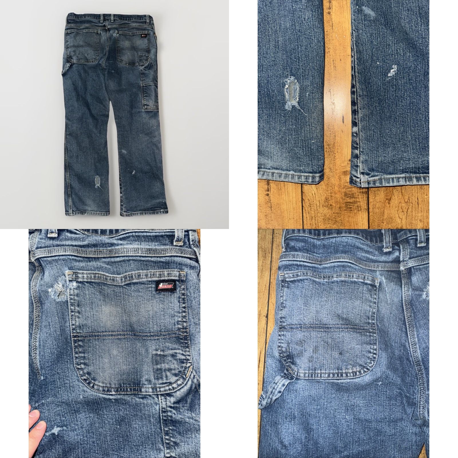 Dickies VINTAGE Dickies Carpenter Jeans 38x32 Denim Workwear Distressed Paint Fade Blue Mens Jeans 90s Grunge USA Vintage Distressed Pockets Easy Care Comfort Size US 38 / EU 54 - 8 Thumbnail