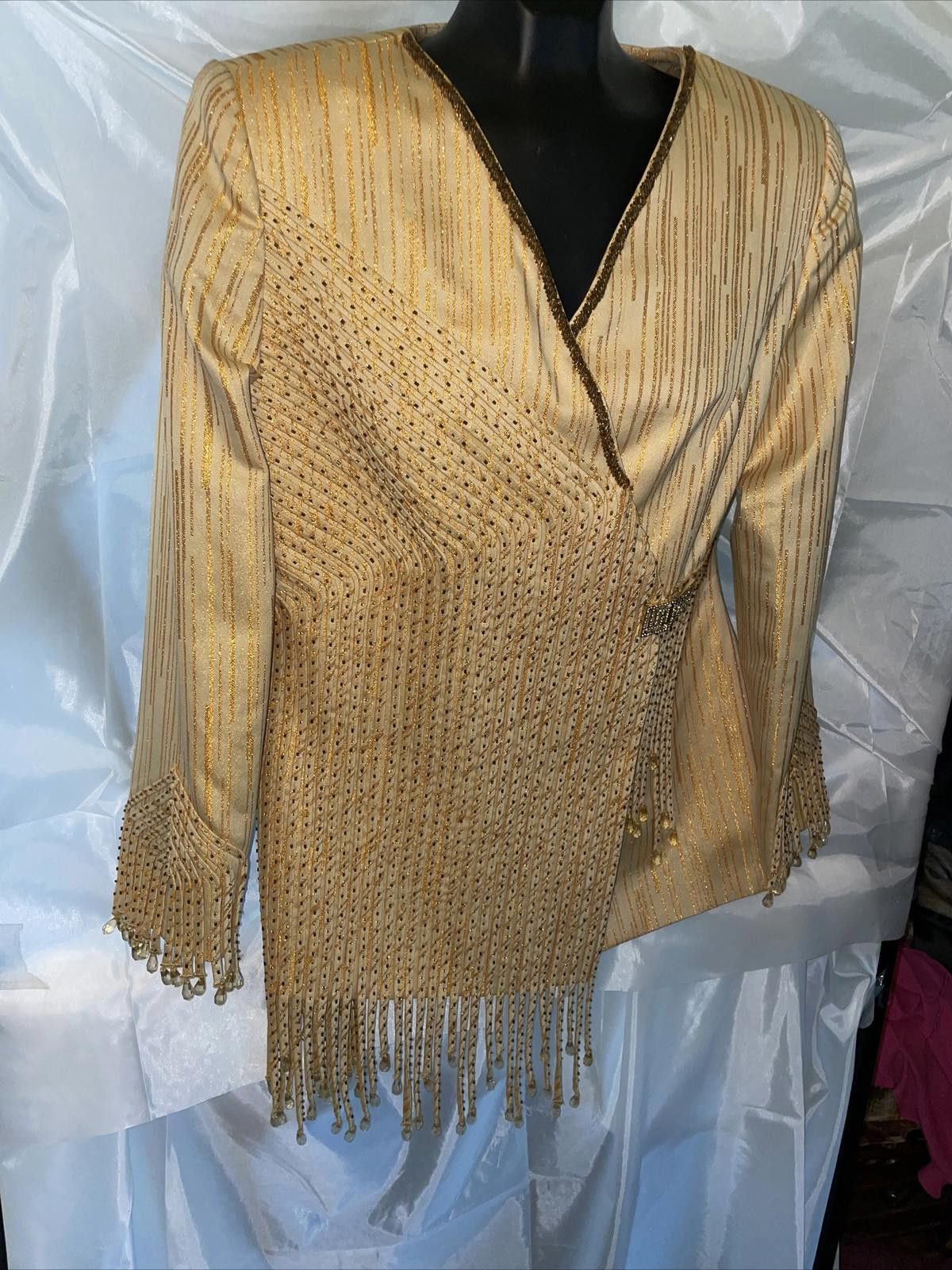 Other Donna Vinci Gold Beaded Embroidered Blazer Jacket Sz 6 Size M / US 6-8 / IT 42-44 - 4 Thumbnail