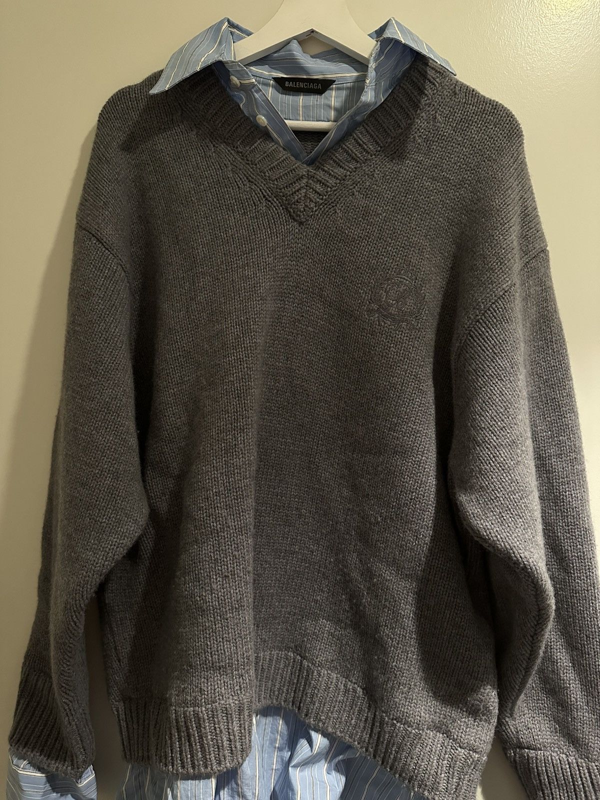 Balenciaga BALENCIAGA LAYERED WOOL SWEATER SHIRT – SIZE M - OVERSIZED Size US M / EU 48-50 / 2 - 7 Thumbnail
