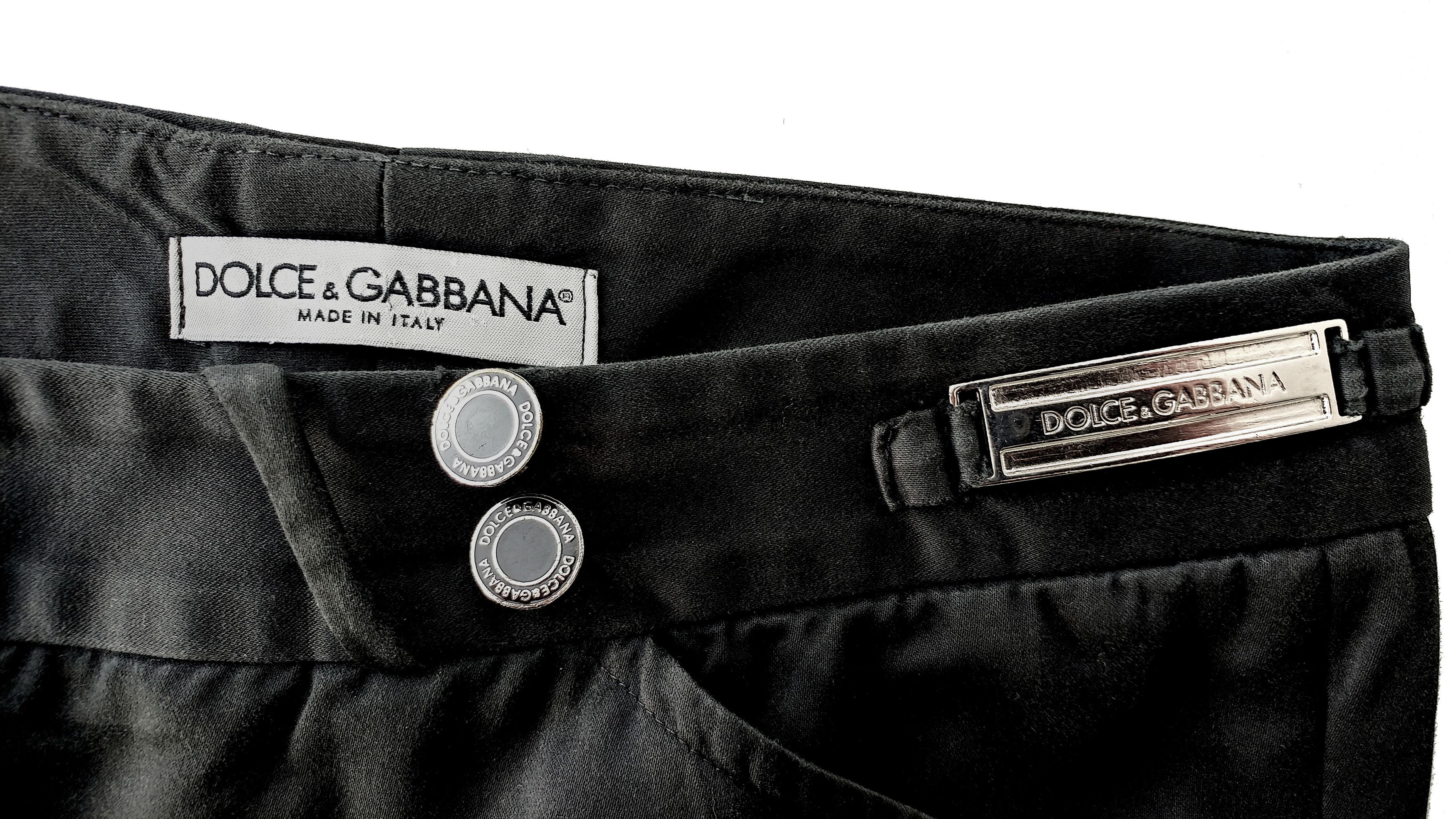 Dolce & Gabbana Vintage Black Tailored Cotton Pants Archival 90s Size 28" / US 6 / IT 42 - 5 Thumbnail