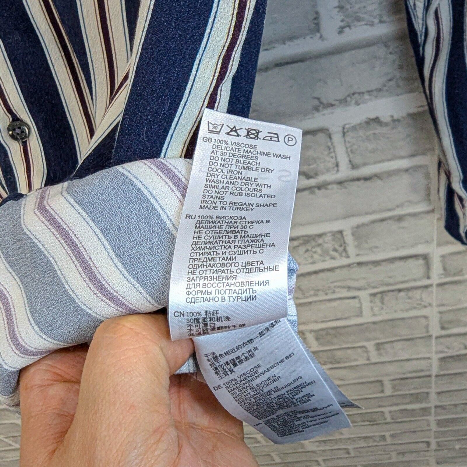 Reiss REISS Men's Button up Keanu Striped Shirt Blue Stripes Size US M / EU 48-50 / 2 - 7 Thumbnail