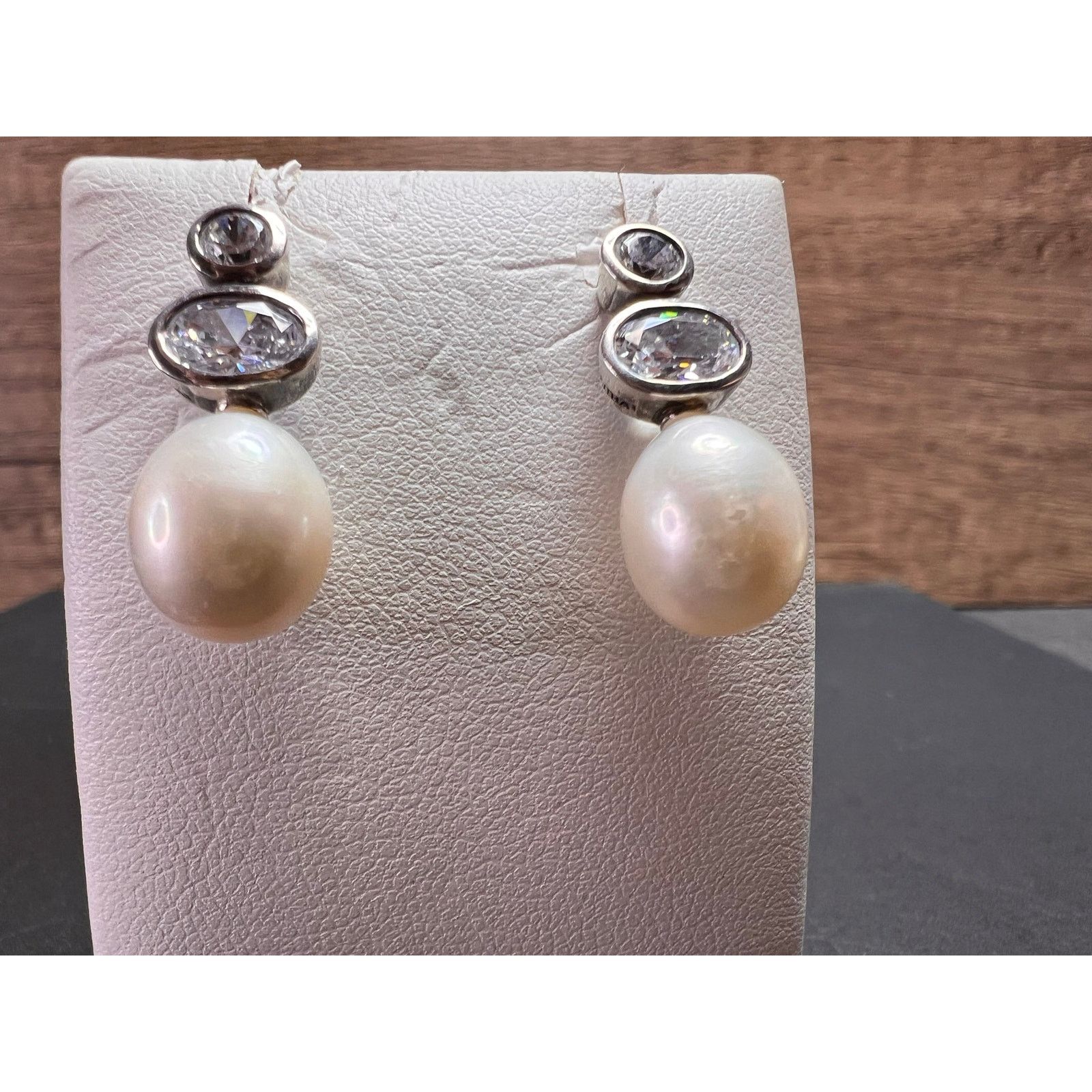 Other Cultured pearl and CZ sterling silver drop earrings Size ONE SIZE - 11 Thumbnail