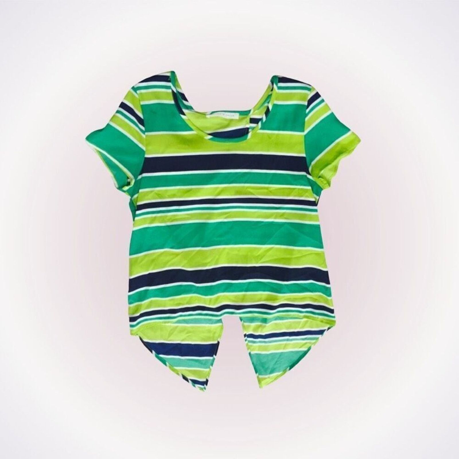Other Peaches 'n Cream Green Striped Open Back Tie Blouse | Sz S Size S / US 4 / IT 40 - 1 Thumbnail