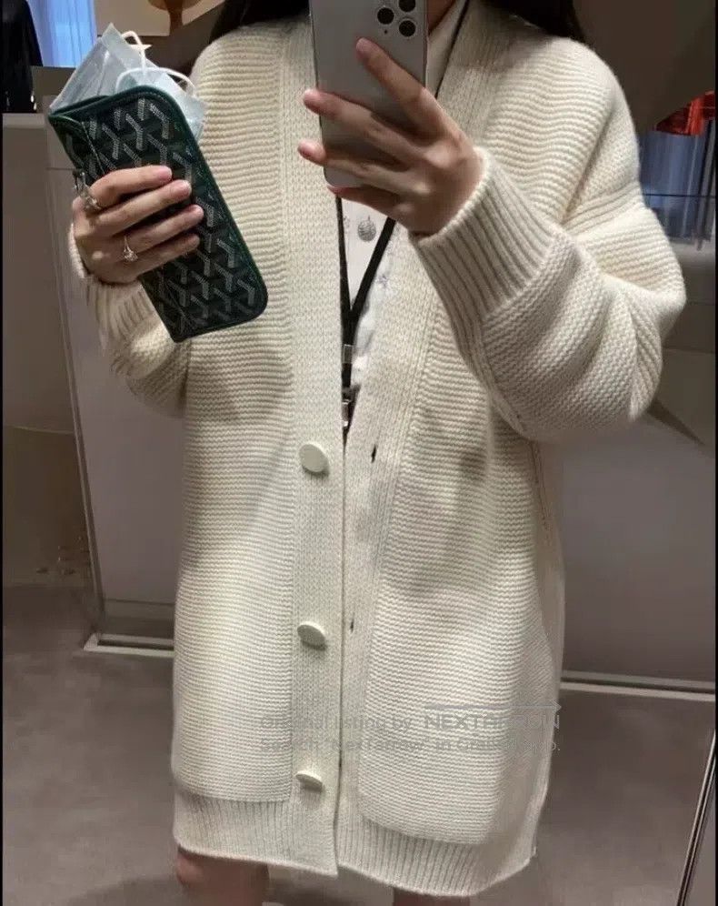 Hermes Hermes Beige Single-Breasted Mid-Length Cashmere Cardigan Size XXS / US 00 / IT 34 - 9 Thumbnail