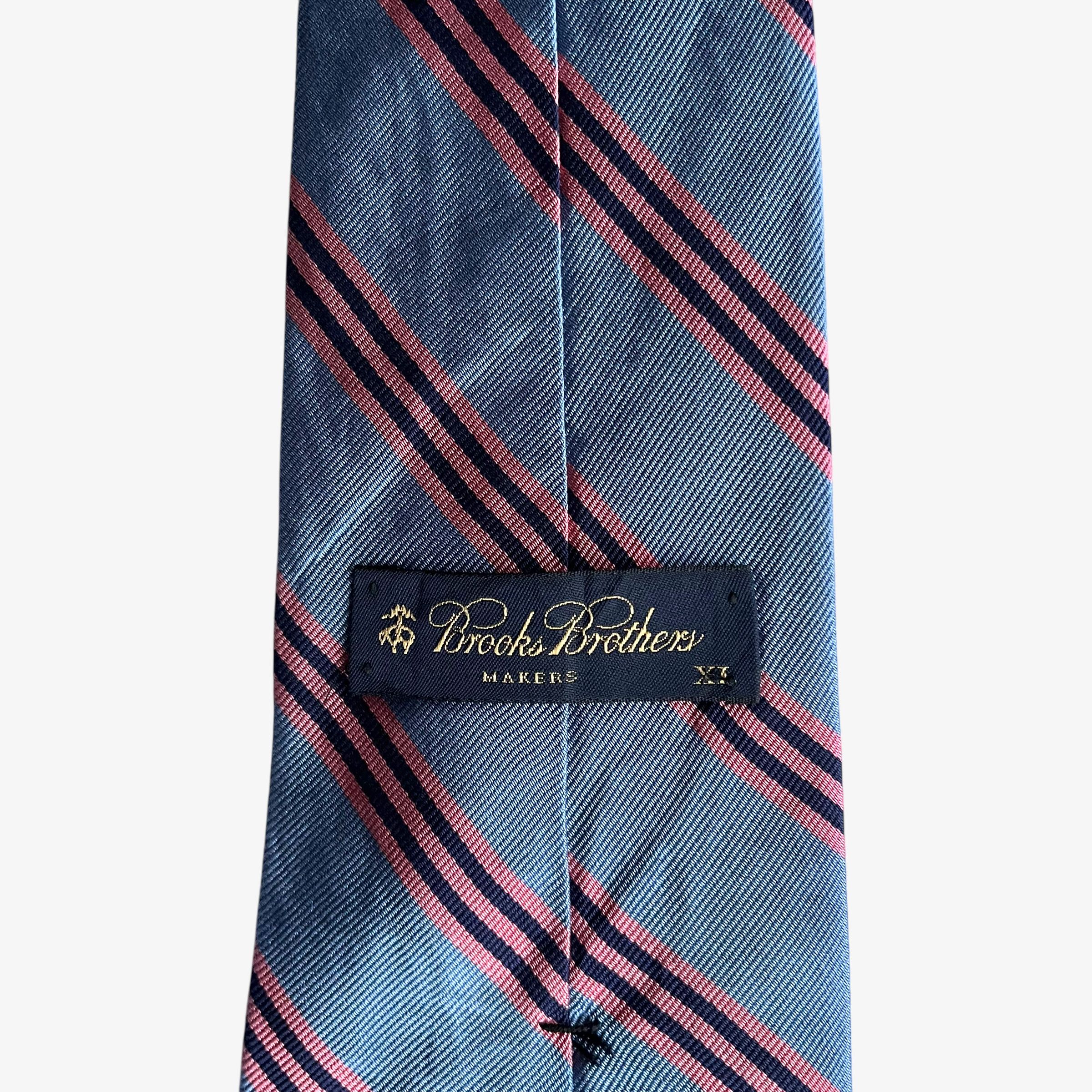 Brooks Brothers Vintage 90s Brooks Brothers Blue & Pink Striped Silk Tie Size ONE SIZE - 2 Thumbnail