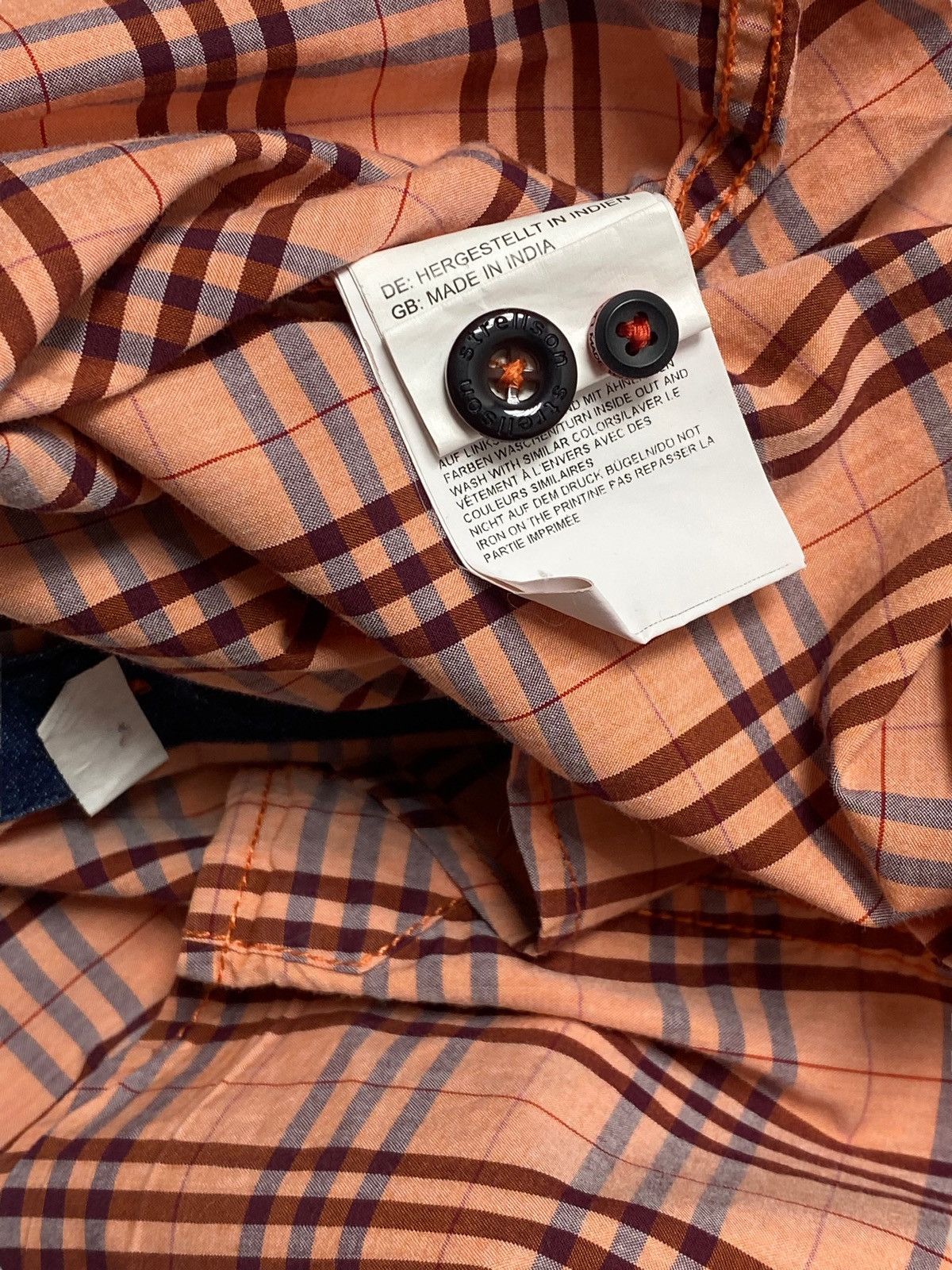 Strellson Vintage STRELLSON Orange Checkered Button Up Shirt y2k Size US M / EU 48-50 / 2 - 5 Thumbnail