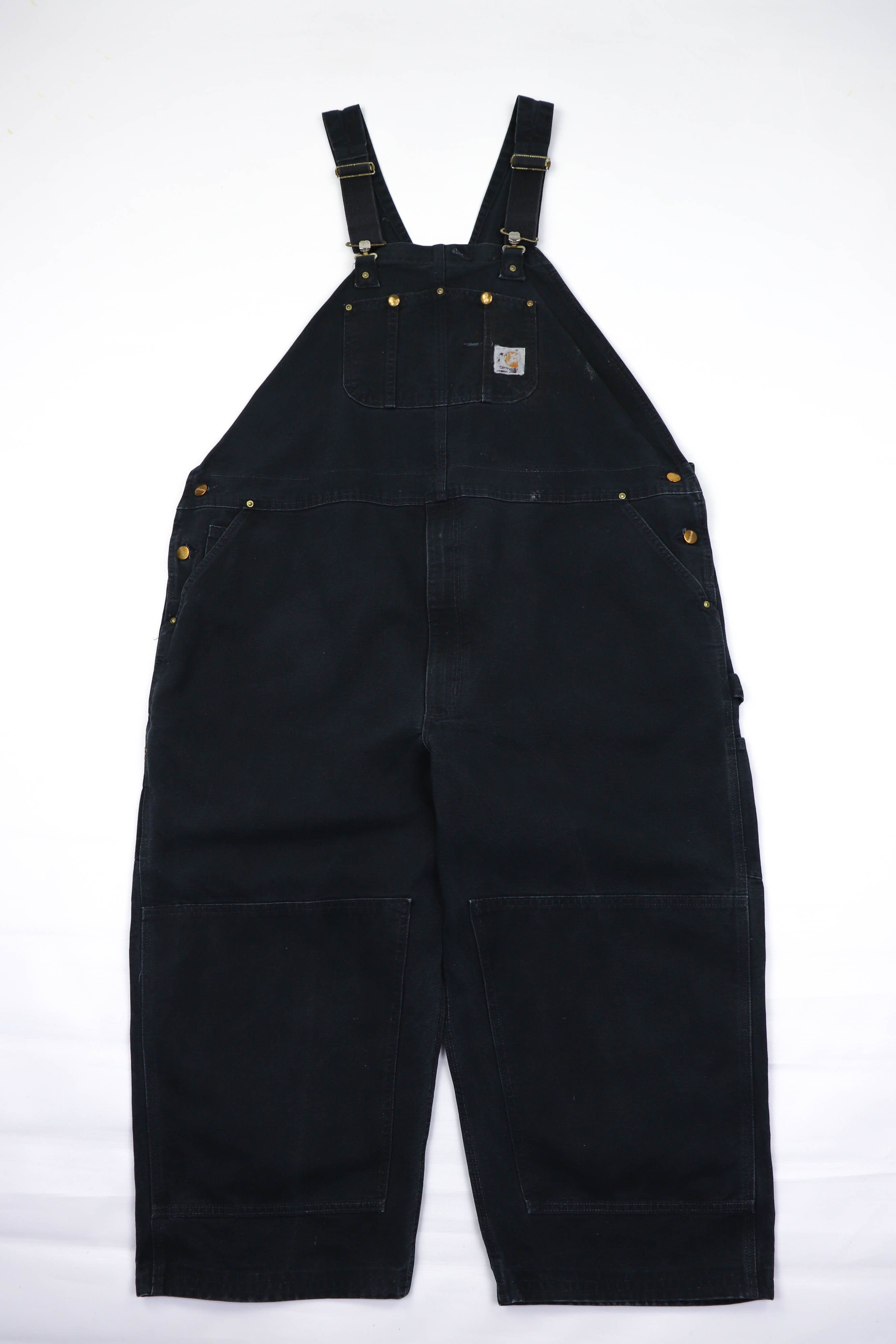 image of Carhartt Vintage 90's Cropped Double Knee Bibs Overall Shorts in Black, Men's (Size 40)