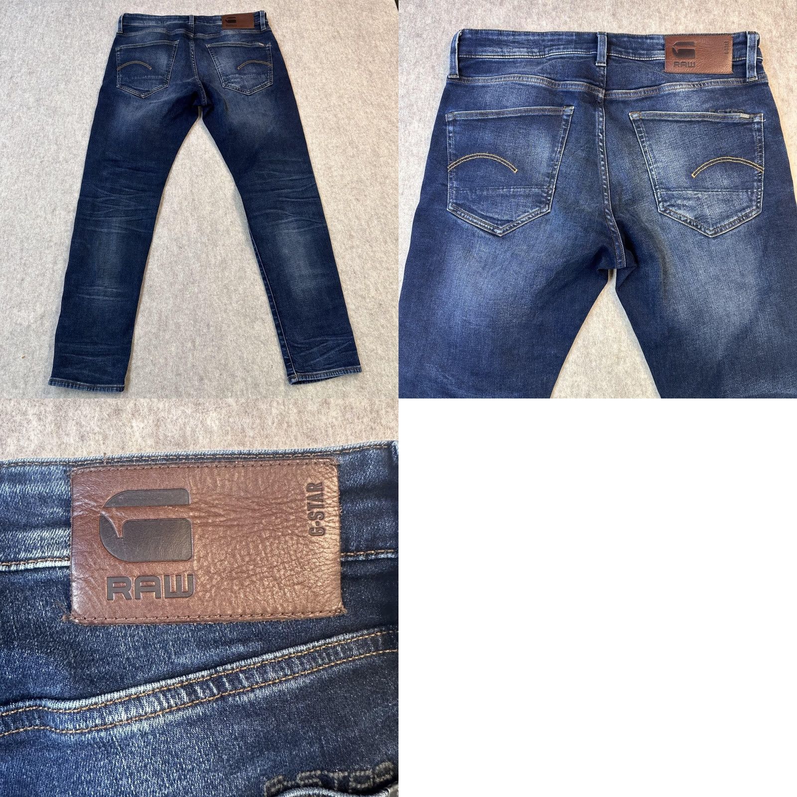 Vintage G-Star RAW 3301 Slim Jeans Mens 32x28.5 Blue Distressed Ripped Button Fly Denim Size US 32 / EU 48 - 10 Thumbnail