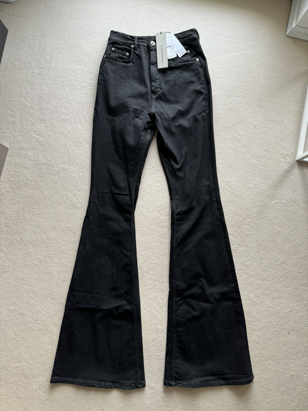 image of Rick Owens x Rick Owens Drkshdw New | Ss23 Edfu Bolan Bootcut Sbb Waxed Denim Black 29, Men's