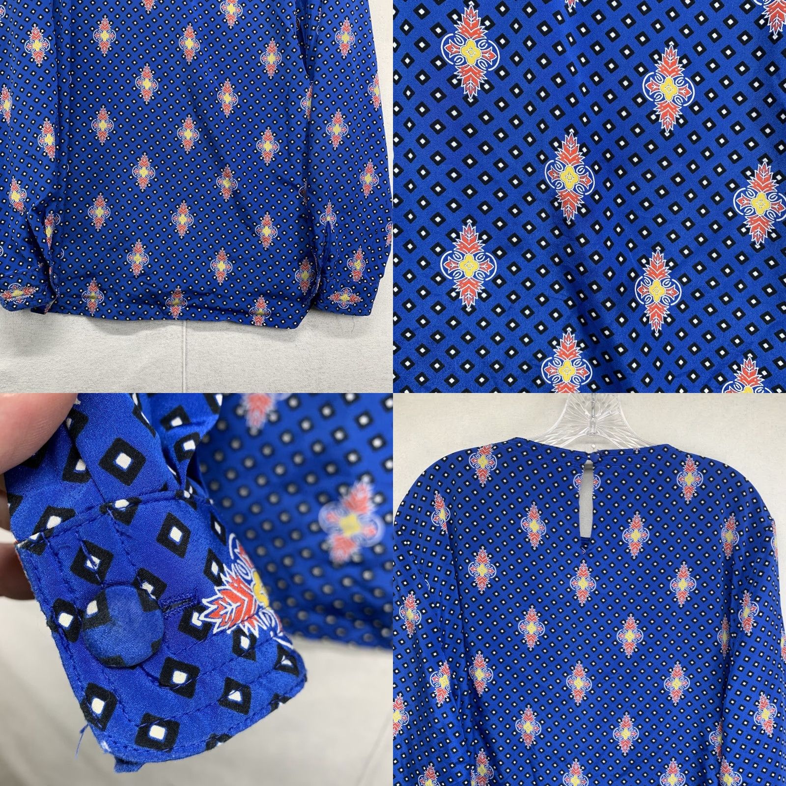 Evan Picone VINTAGE Evan Picone Women Top Size 16W Blue All Over Design Button Back EUC Size XXL / US 16-18 / IT 52-54 - 8 Thumbnail
