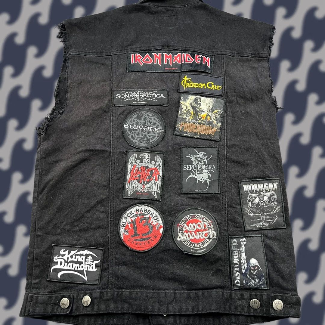 Vintage VINTAGE EMP Y2K Custom Made Embroidered Heavy Metal Vest Large Black Concert Trashed Муж Size US L / EU 52-54 / 3 - 1 Thumbnail