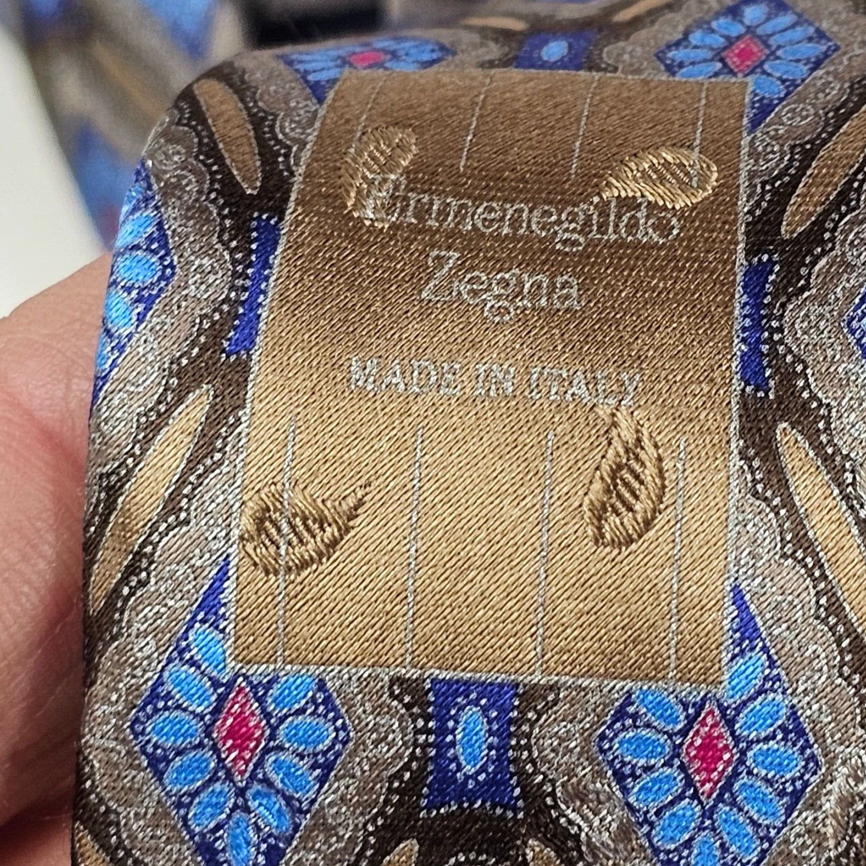 Ermenegildo Zegna ERMEENEGILDO ZEGNA Luxury Tie Men's Long 62" Silk Blue Geometric Designer Preppy Mens Size ONE SIZE - 5 Thumbnail