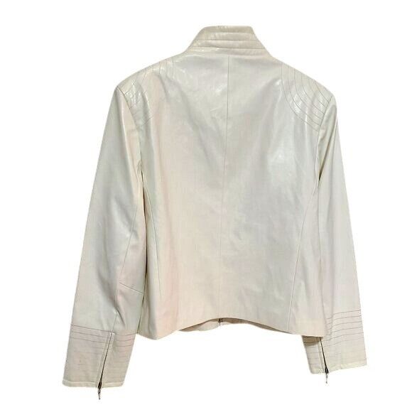 Other Midnight Velvet Womens Faux Leather White Quilted Jacket Wit Size M / US 6-8 / IT 42-44 - 2 Thumbnail