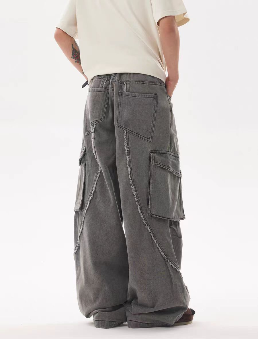 Japanese Brand × Vintage Casual baggy wide leg washed and distressed work pants Size US 32 / EU 48 - 2 Thumbnail