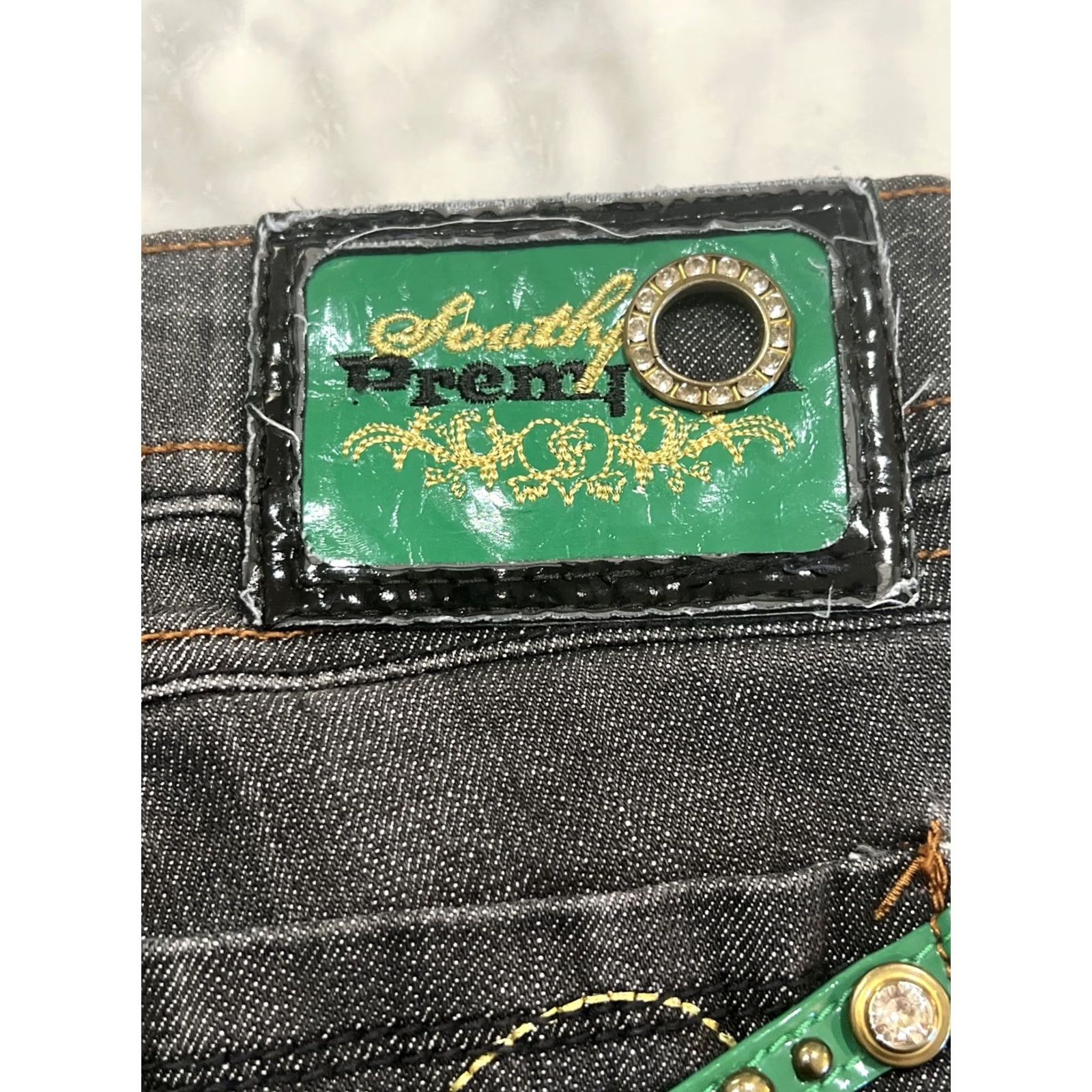 Southpole South Pole Premium Jeans Women’s 11 Stretch Black Bling Rhinestones Size 32" / US 10 / IT 46 - 6 Thumbnail