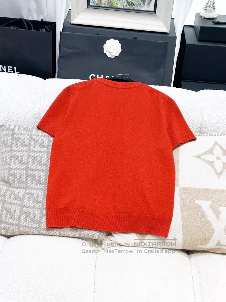 Hermes Hermes Red Cashmere Knit Short Sleeve Top Size M / US 6-8 / IT 42-44 - 3 Thumbnail