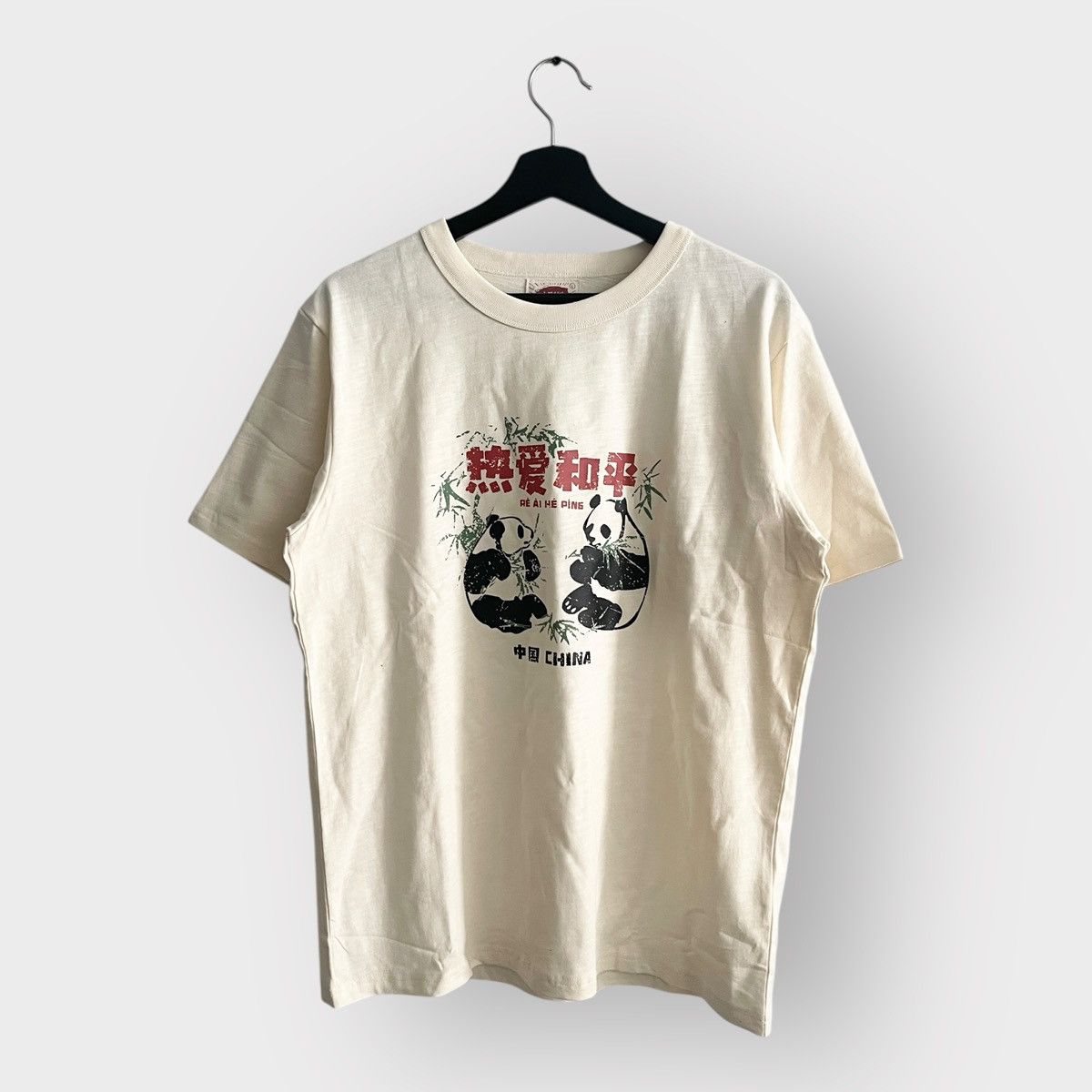 Japanese Brand × Vintage STEAL! Y2K Chinese Panda Loves Peace Ringer Tee (L) Size US L / EU 52-54 / 3 - 1 Thumbnail