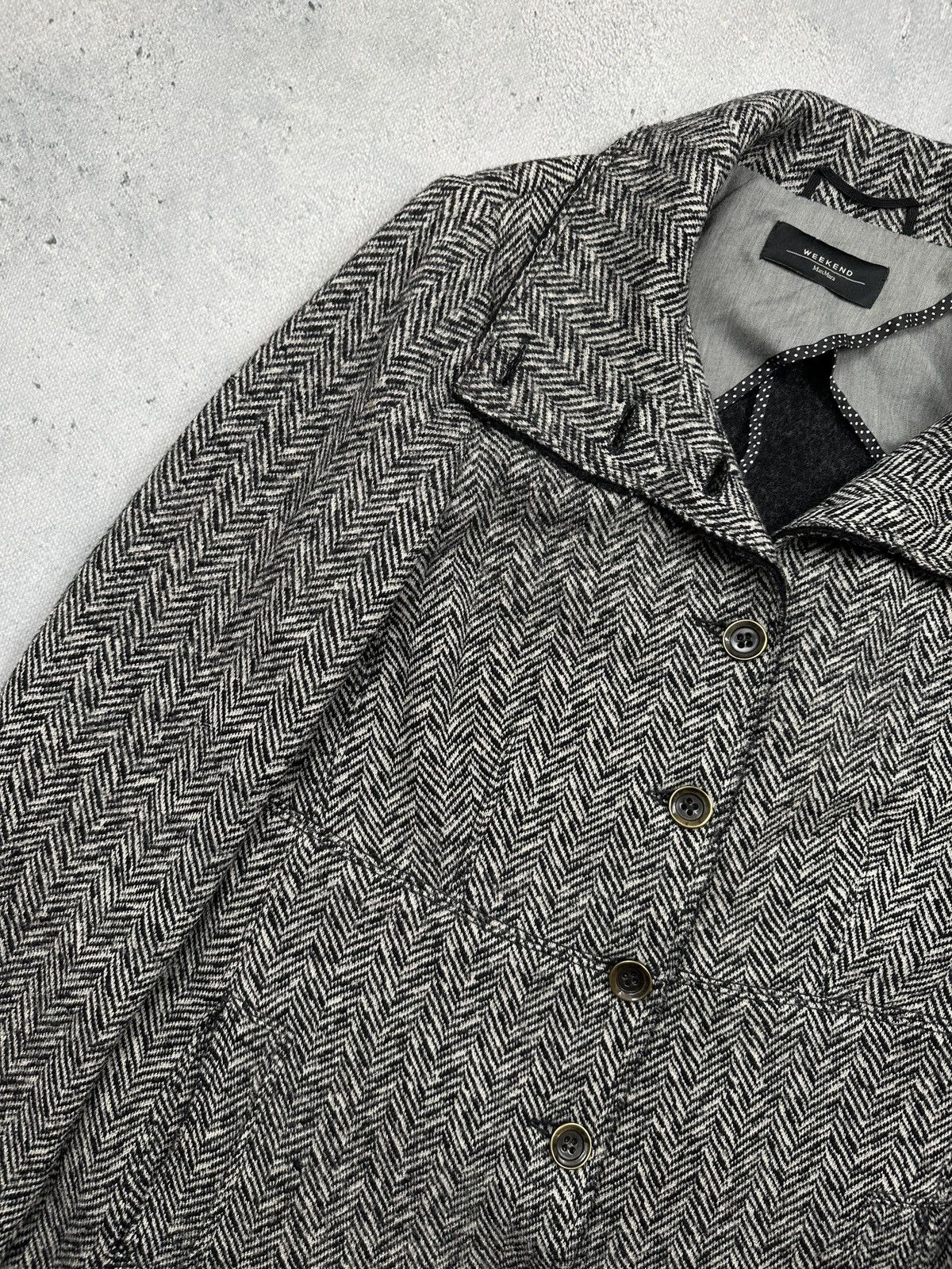 Weekend Max Mara Vintage Max Mara Weekend Herringbone Wool Coat Rare Classic Size M / US 6-8 / IT 42-44 - 16 Thumbnail